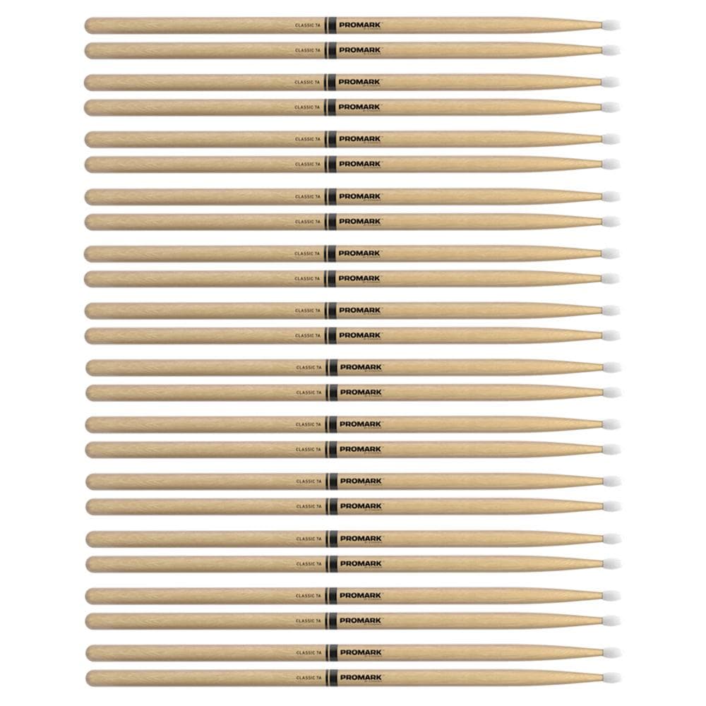 Promark American Hickory 7A Nylon Tip Drum Sticks (12 Pair Bundle) Drums and Percussion / Parts and Accessories / Drum Sticks and Mallets