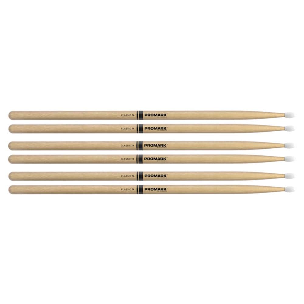 Promark American Hickory 7A Nylon Tip Drum Sticks (3 Pair Bundle) Drums and Percussion / Parts and Accessories / Drum Sticks and Mallets