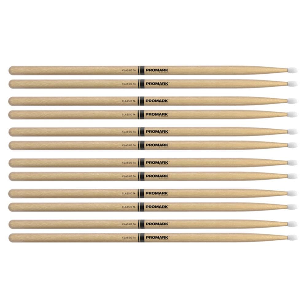 Promark American Hickory 7A Nylon Tip Drum Sticks (6 Pair Bundle) Drums and Percussion / Parts and Accessories / Drum Sticks and Mallets