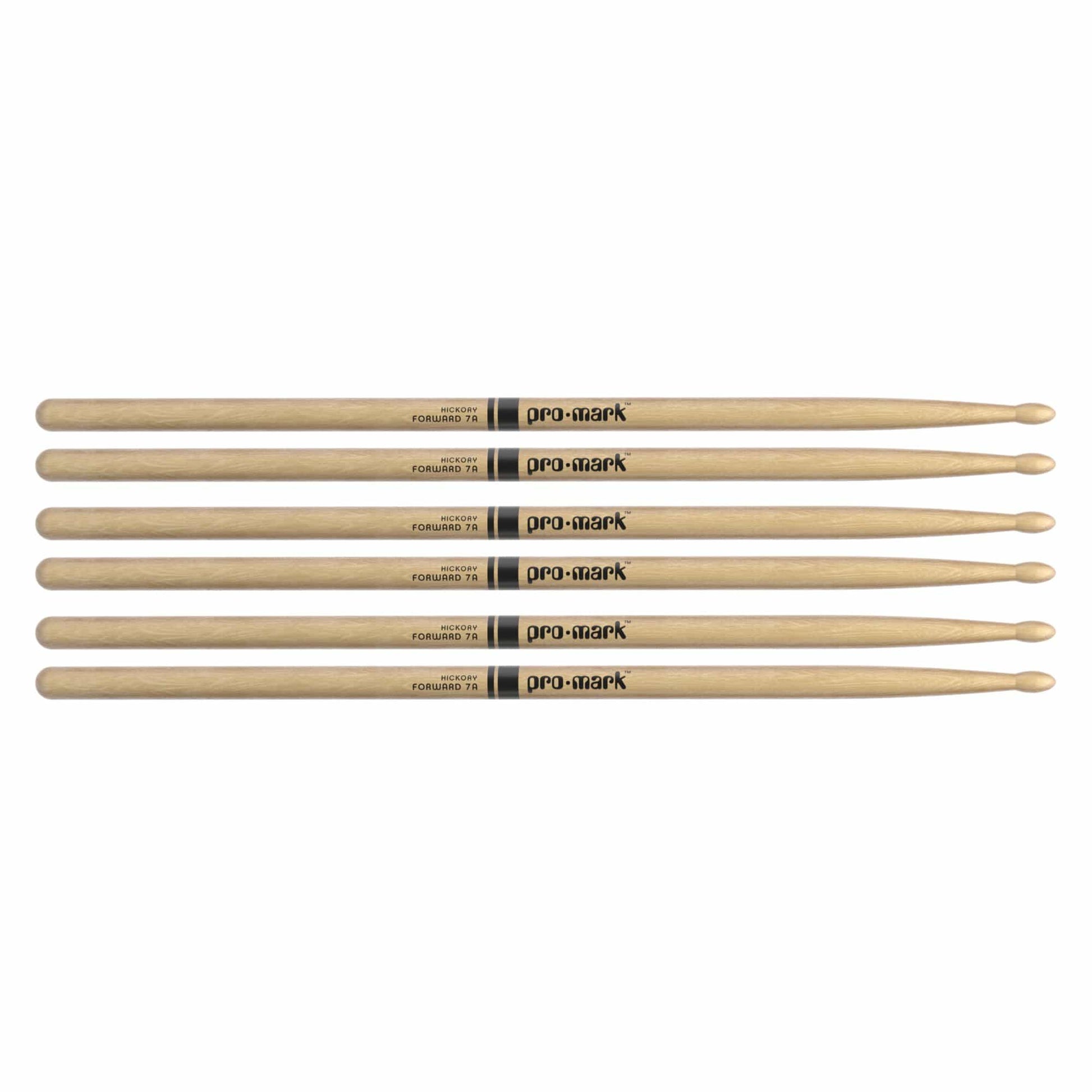 Promark American Hickory 7A Wood Tip Drum Sticks (3 Pair Bundle) Drums and Percussion / Parts and Accessories / Drum Sticks and Mallets