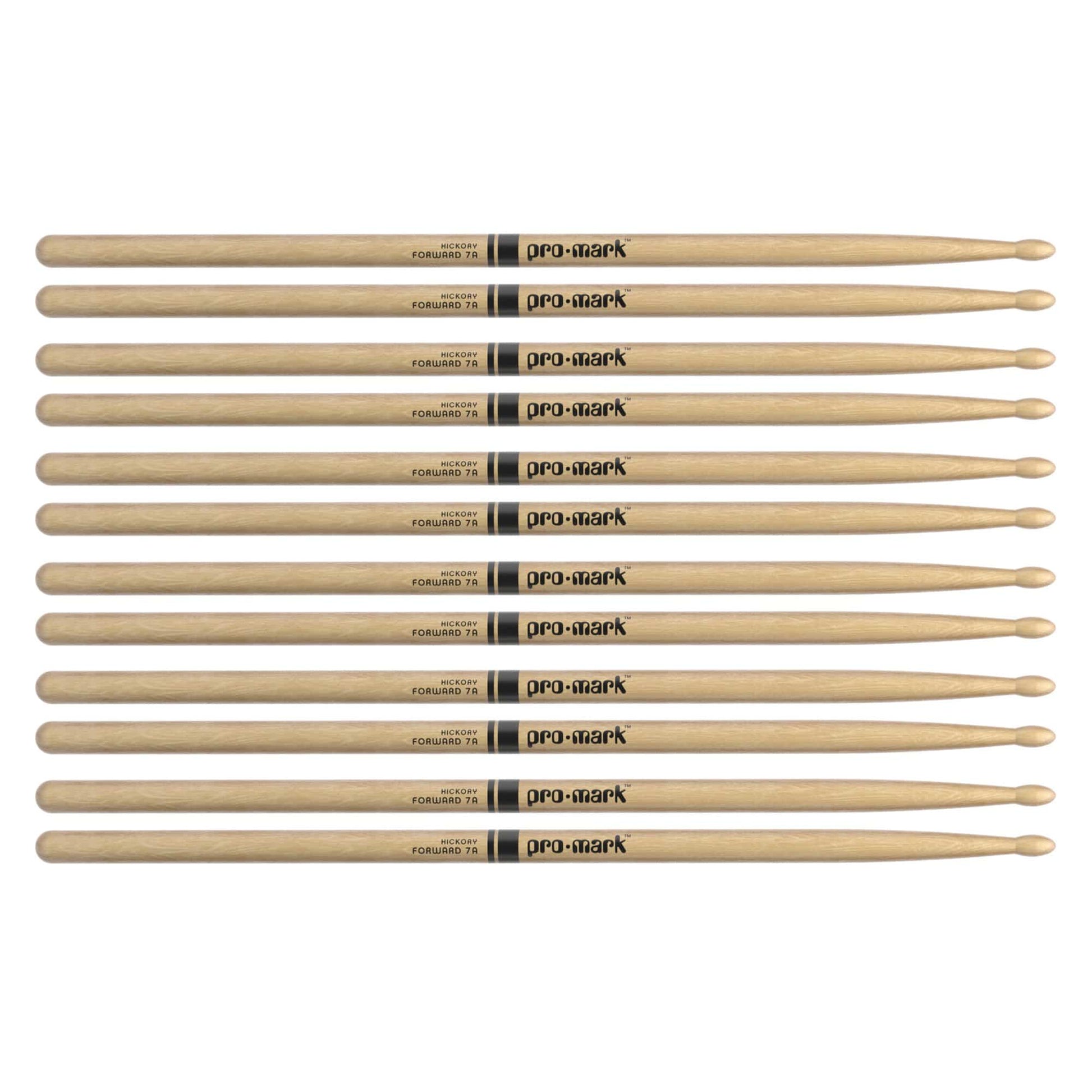 Promark American Hickory 7A Wood Tip Drum Sticks (6 Pair Bundle) Drums and Percussion / Parts and Accessories / Drum Sticks and Mallets