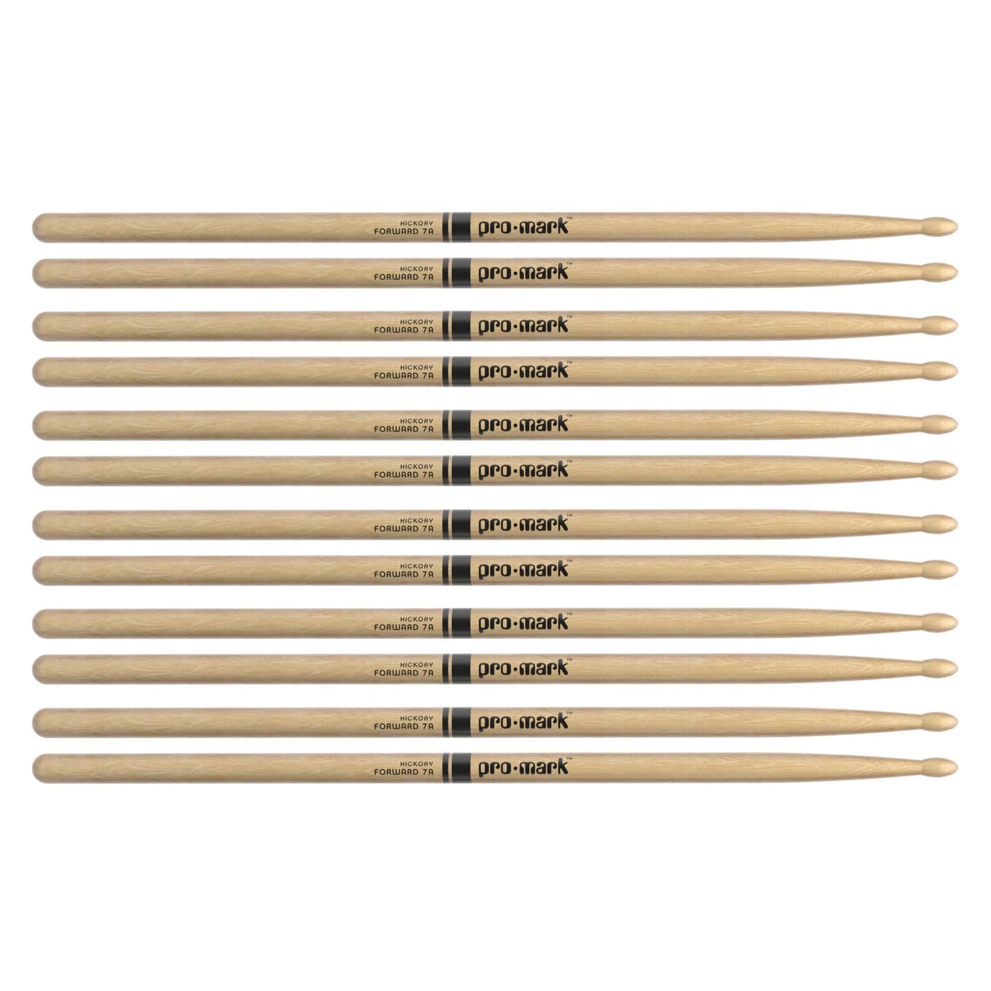 Promark American Hickory 7A Wood Tip Drum Sticks (6 Pair Bundle) Drums and Percussion / Parts and Accessories / Drum Sticks and Mallets
