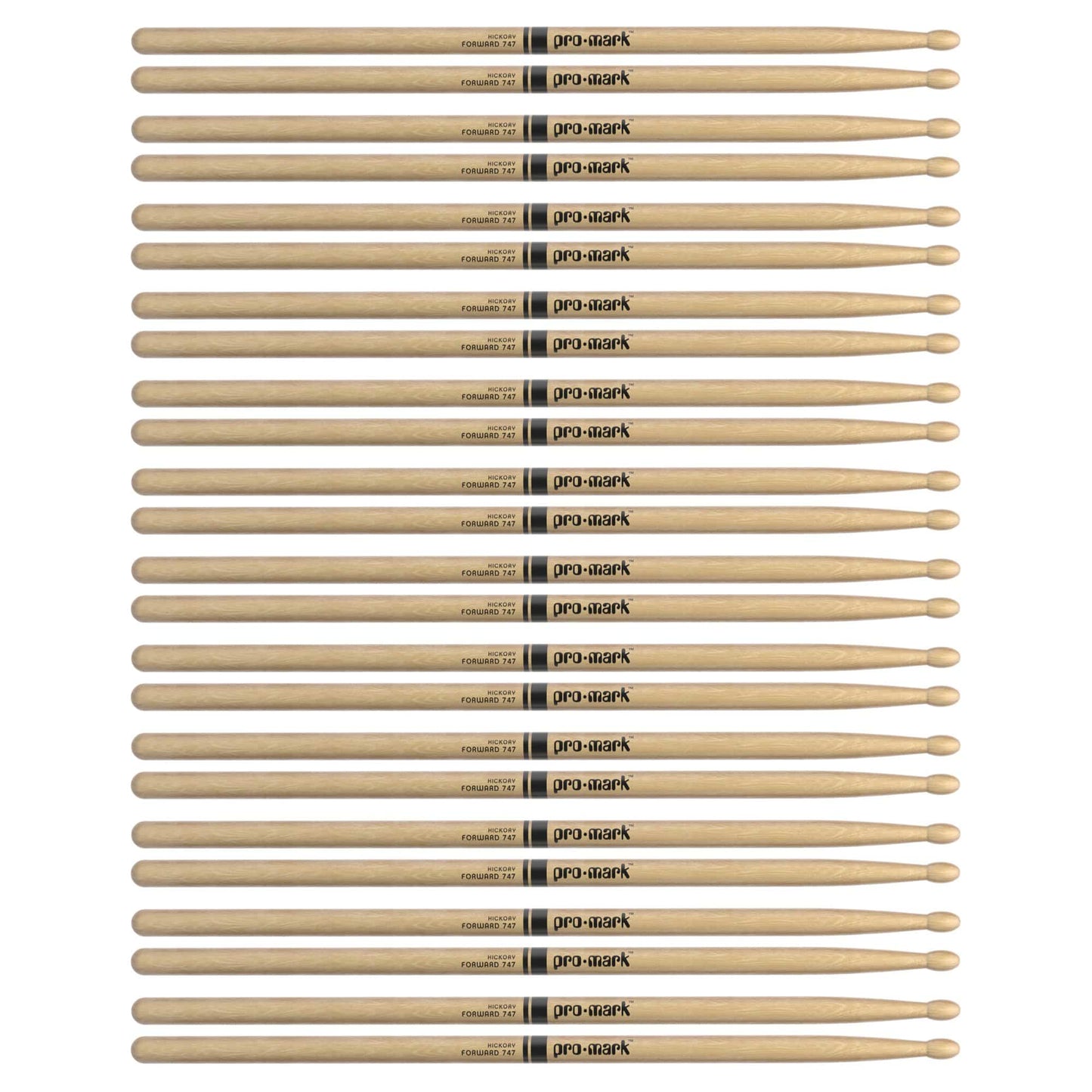 Promark American Hickory TX747W Rock Wood Tip Drum Sticks (12 Pair Bundle) Drums and Percussion / Parts and Accessories / Drum Sticks and Mallets