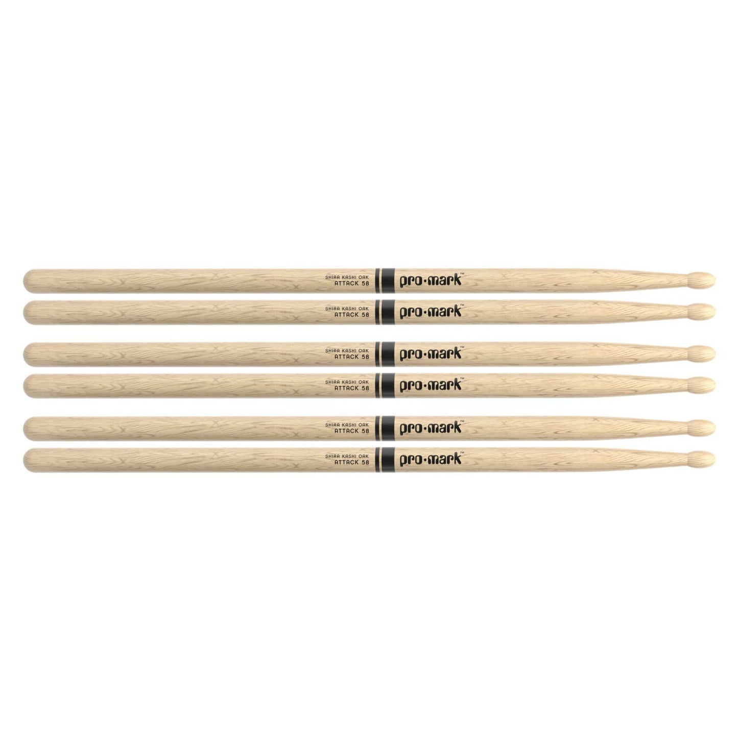 Promark Japanese White Oak 5B Wood Tip Drum Sticks (3 Pair Bundle) Drums and Percussion / Parts and Accessories / Drum Sticks and Mallets