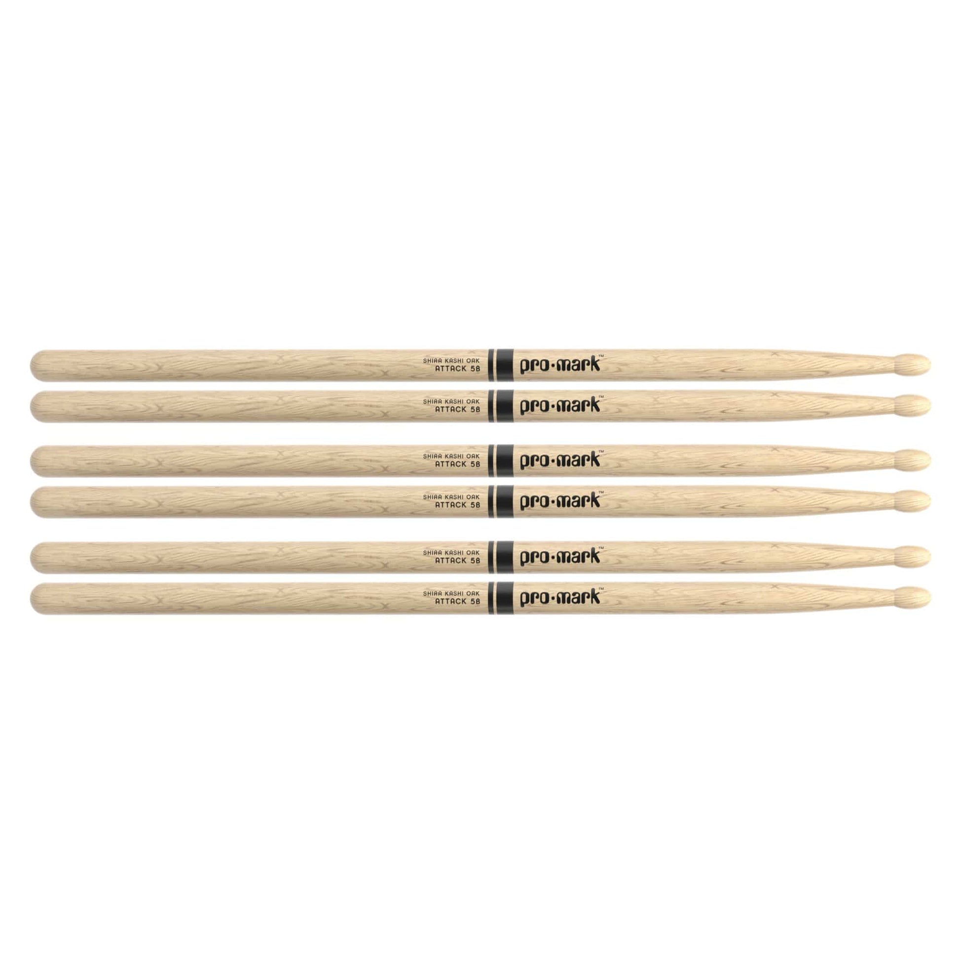 Promark Japanese White Oak 5B Wood Tip Drum Sticks (3 Pair Bundle) Drums and Percussion / Parts and Accessories / Drum Sticks and Mallets