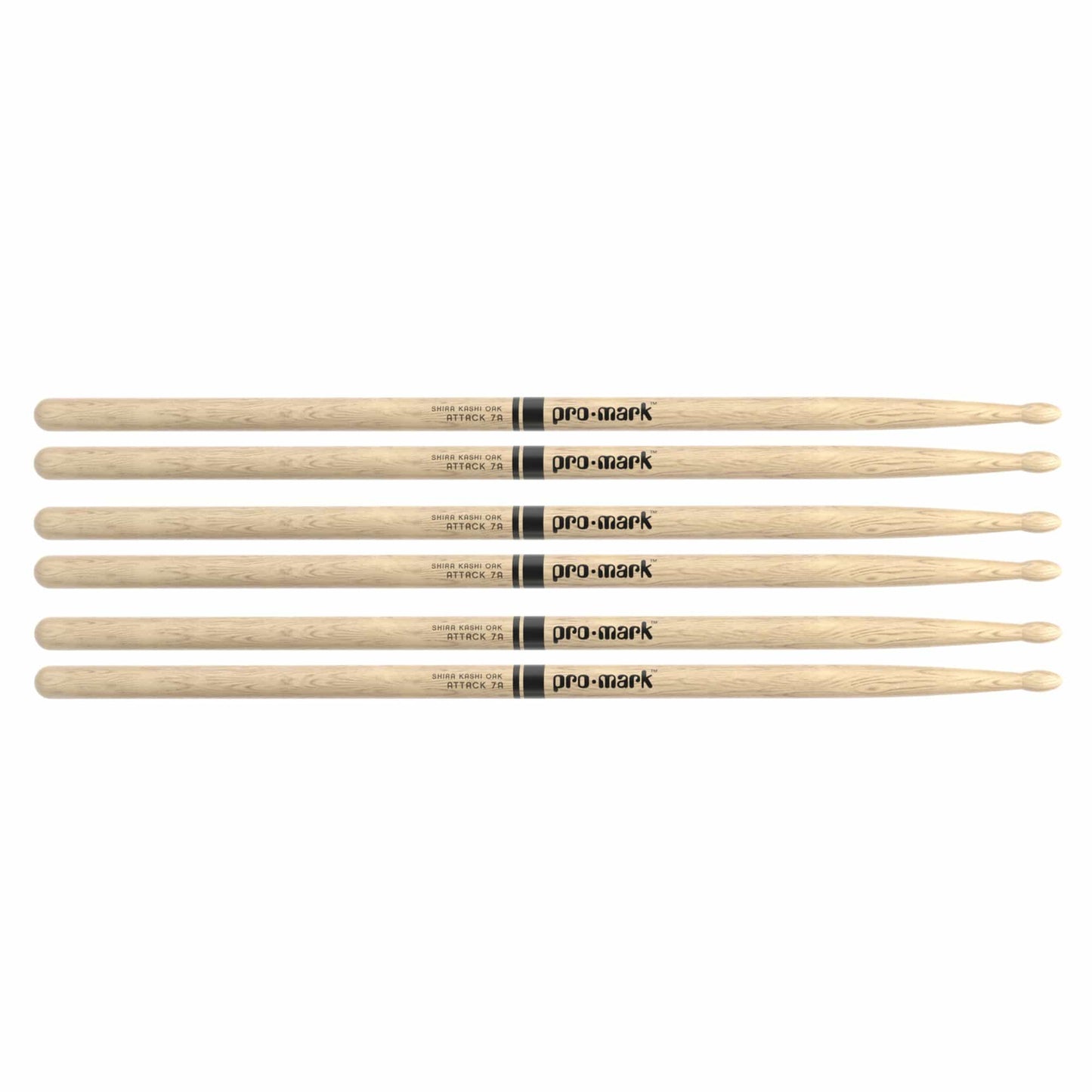 Promark Japanese White Oak 7A Wood Tip Drum Sticks (3 Pair Bundle) Drums and Percussion / Parts and Accessories / Drum Sticks and Mallets