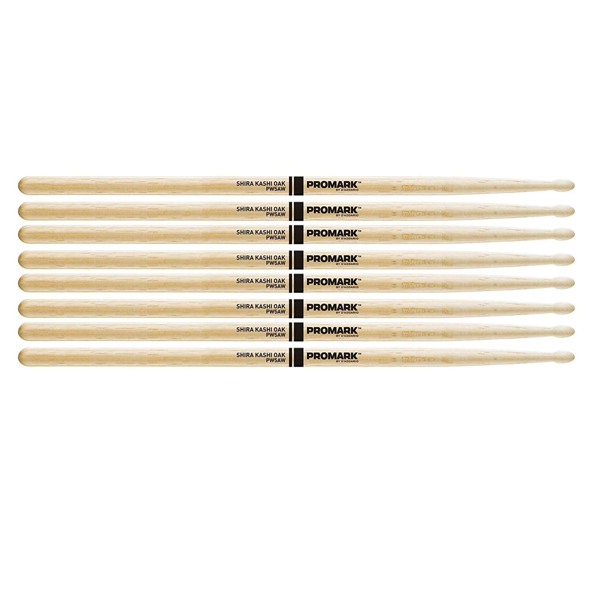 Promark Shira Kashi Oak 5A Wood Tip Drum Sticks (4 Pair) Drums and Percussion / Parts and Accessories / Drum Sticks and Mallets