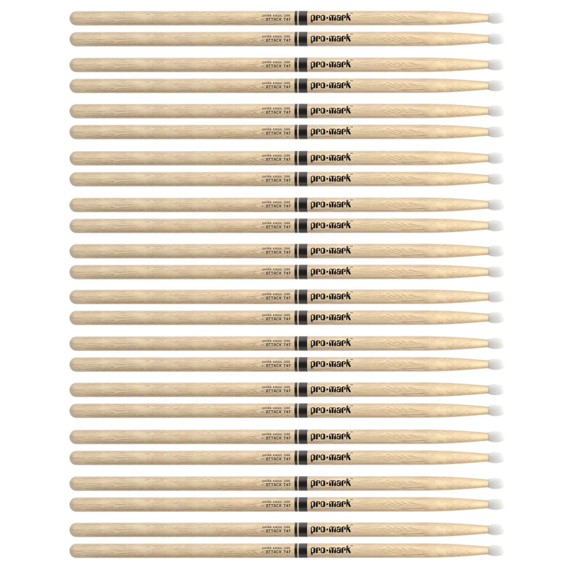 Promark Shira Kashi Oak 747 Nylon Tip Drum Sticks (12 Pair Bundle) Drums and Percussion / Parts and Accessories / Drum Sticks and Mallets