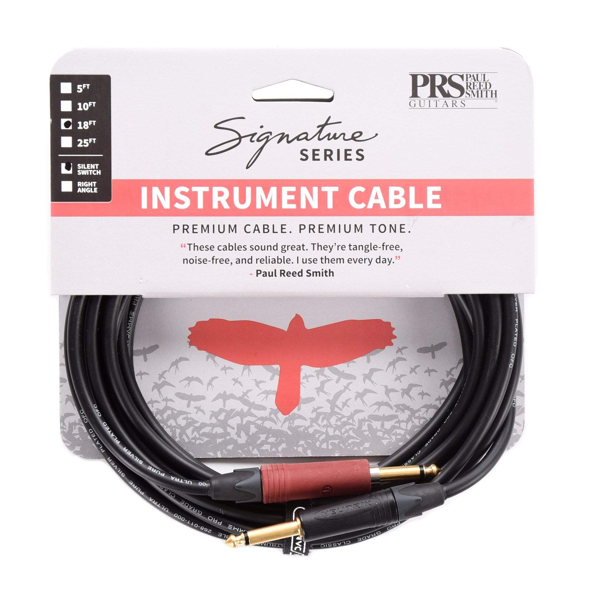 PRS 18' Signature Instrument Cable Straight/Straight Silent Accessories / Cables