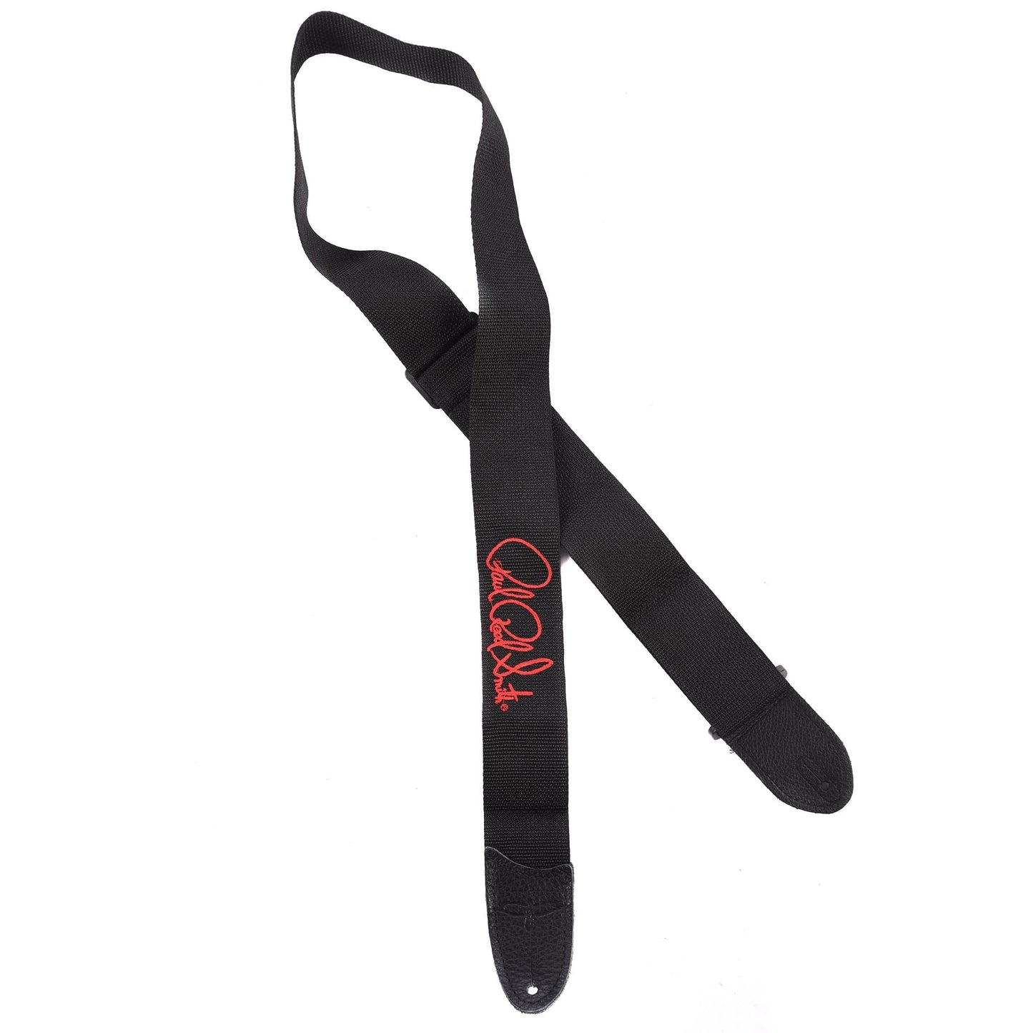 PRS 2" Black Poly Strap Premium Leather Tabs Red Signature Accessories / Straps