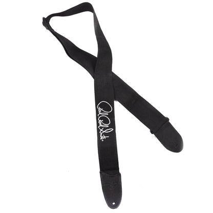 PRS 2" Black Poly Strap Premium Leather Tabs Silver Signature Accessories / Straps