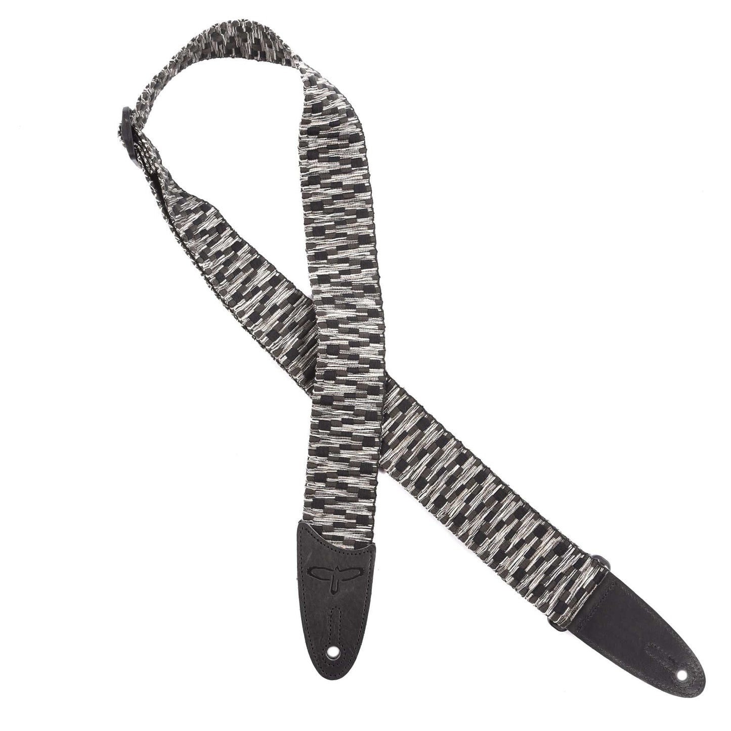 PRS 2" Cotton Woven Strap Premium Leather Tab Logo Black/Gray Accessories / Straps