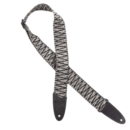 PRS 2" Cotton Woven Strap Premium Leather Tab Logo Black/Gray Accessories / Straps