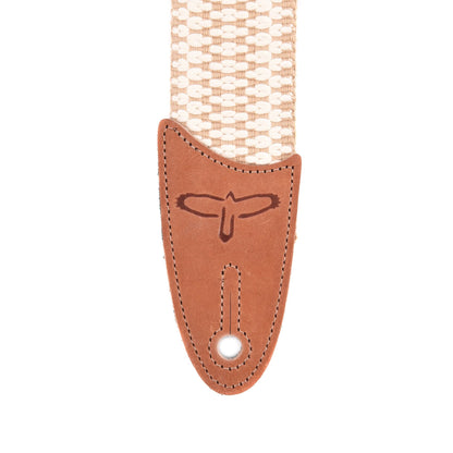 PRS 2" Cotton Woven Strap Premium Leather Tab Logo White/Brown Accessories / Straps