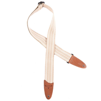 PRS 2" Cotton Woven Strap Premium Leather Tab Logo White/Brown Accessories / Straps