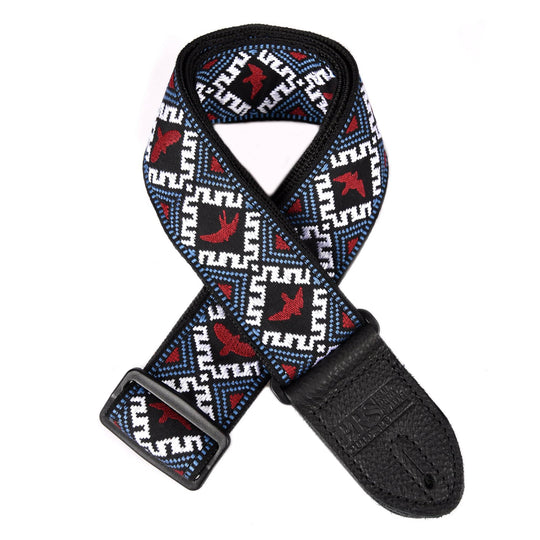 PRS Jacquard Hootenanny Style Guitar Strap Red, White, & Blue Birds Accessories / Straps