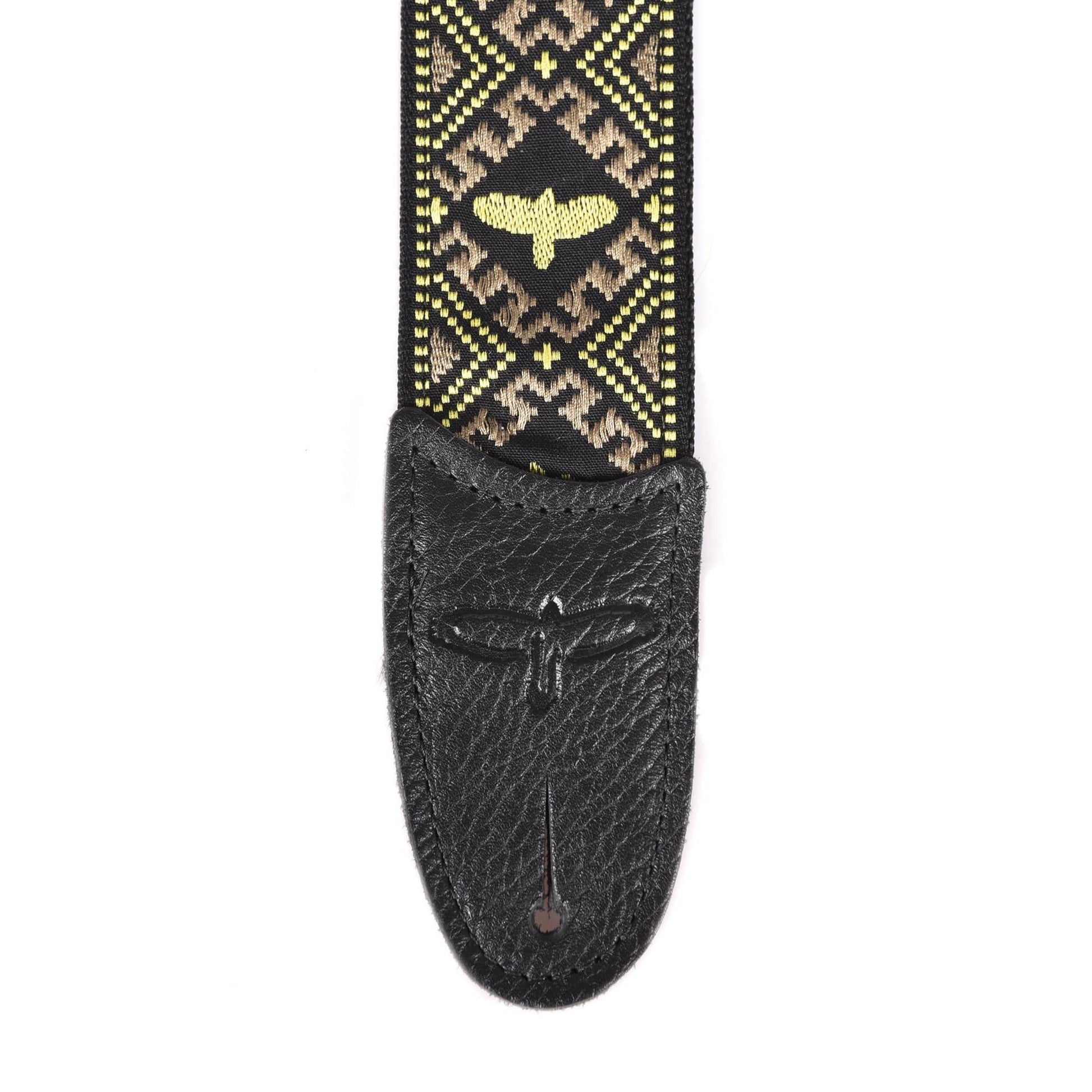 PRS Jacquard Hootenanny Style Guitar Strap Yellow & Black Birds Accessories / Straps