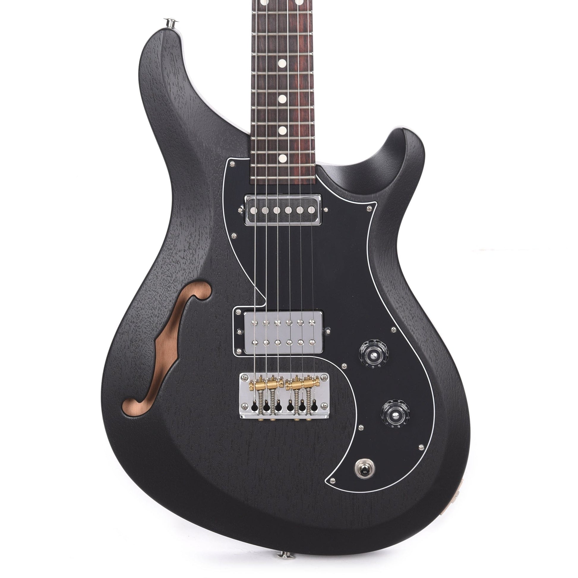 PRS Satin Nitro S2 Semi Hollow Vela Charcoal Satin Electric Guitars / Semi-Hollow