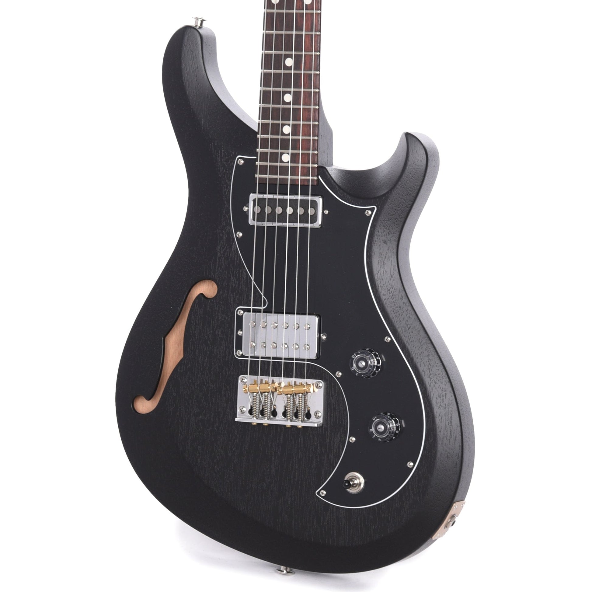 PRS Satin Nitro S2 Semi Hollow Vela Charcoal Satin Electric Guitars / Semi-Hollow