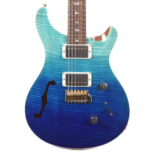 PRS Wood Library Custom 24 Semi-Hollow 10 Top Flame Blue Fade One-Piece Top w/Rosewood Neck & Brazilian Rosewood Fingerboard Electric Guitars / Semi-Hollow
