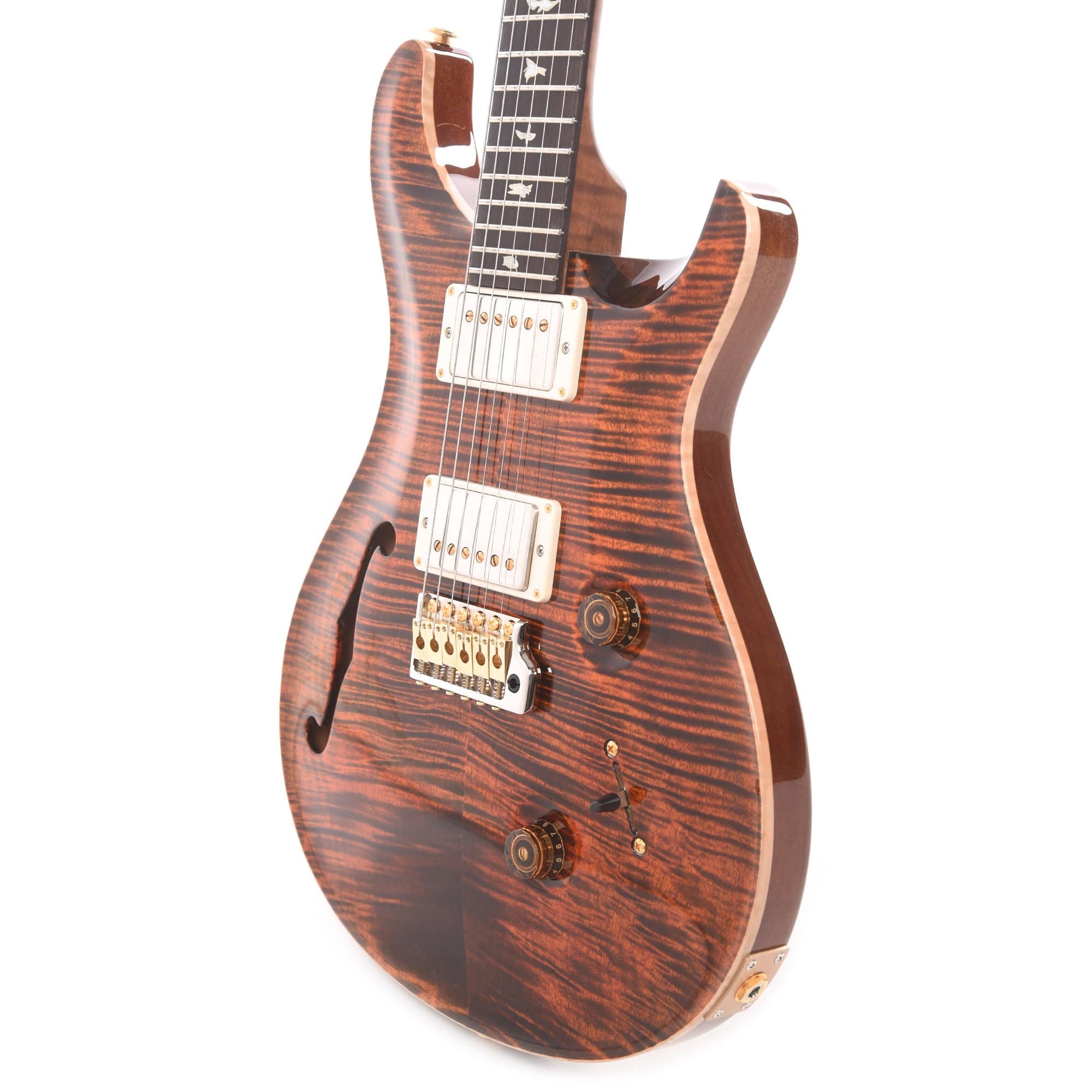 PRS Wood Library Custom 24 Semi-Hollow 10 Top Flame Orange Tiger w/Torrefied Maple Neck & Brazilian Rosewood Fingerboard Electric Guitars / Semi-Hollow