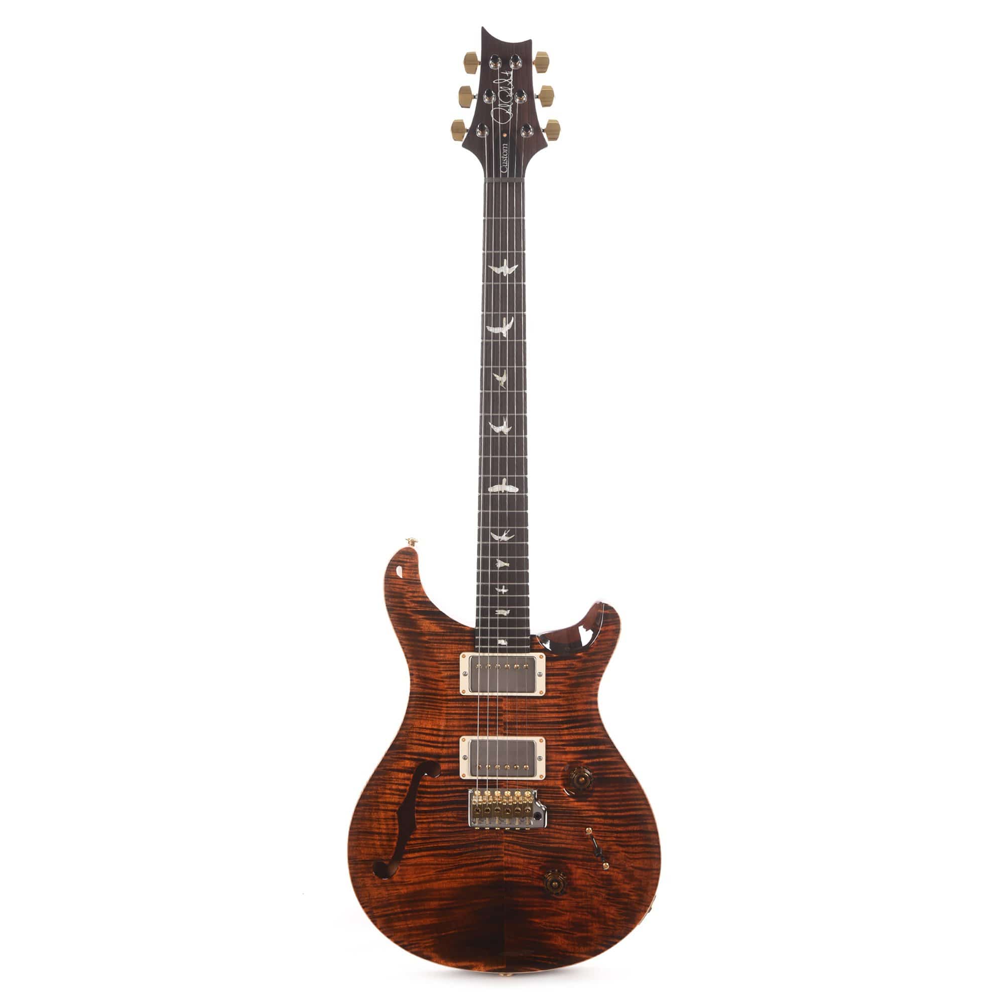 PRS Wood Library Custom 24 Semi-Hollow 10 Top Flame Orange Tiger w/Torrefied Maple Neck & Brazilian Rosewood Fingerboard Electric Guitars / Semi-Hollow