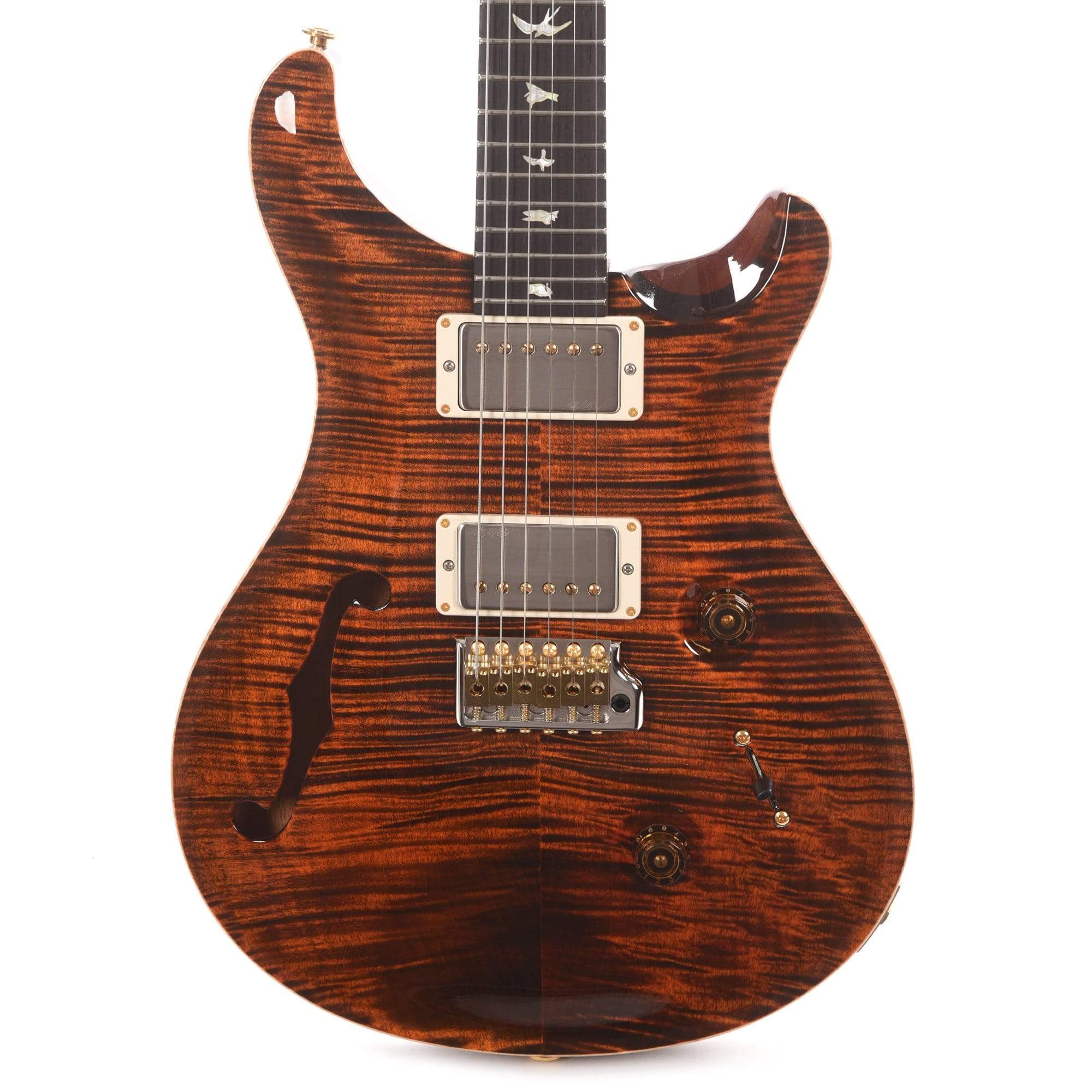 PRS Wood Library Custom 24 Semi-Hollow 10 Top Flame Orange Tiger w/Torrefied Maple Neck & Brazilian Rosewood Fingerboard Electric Guitars / Semi-Hollow