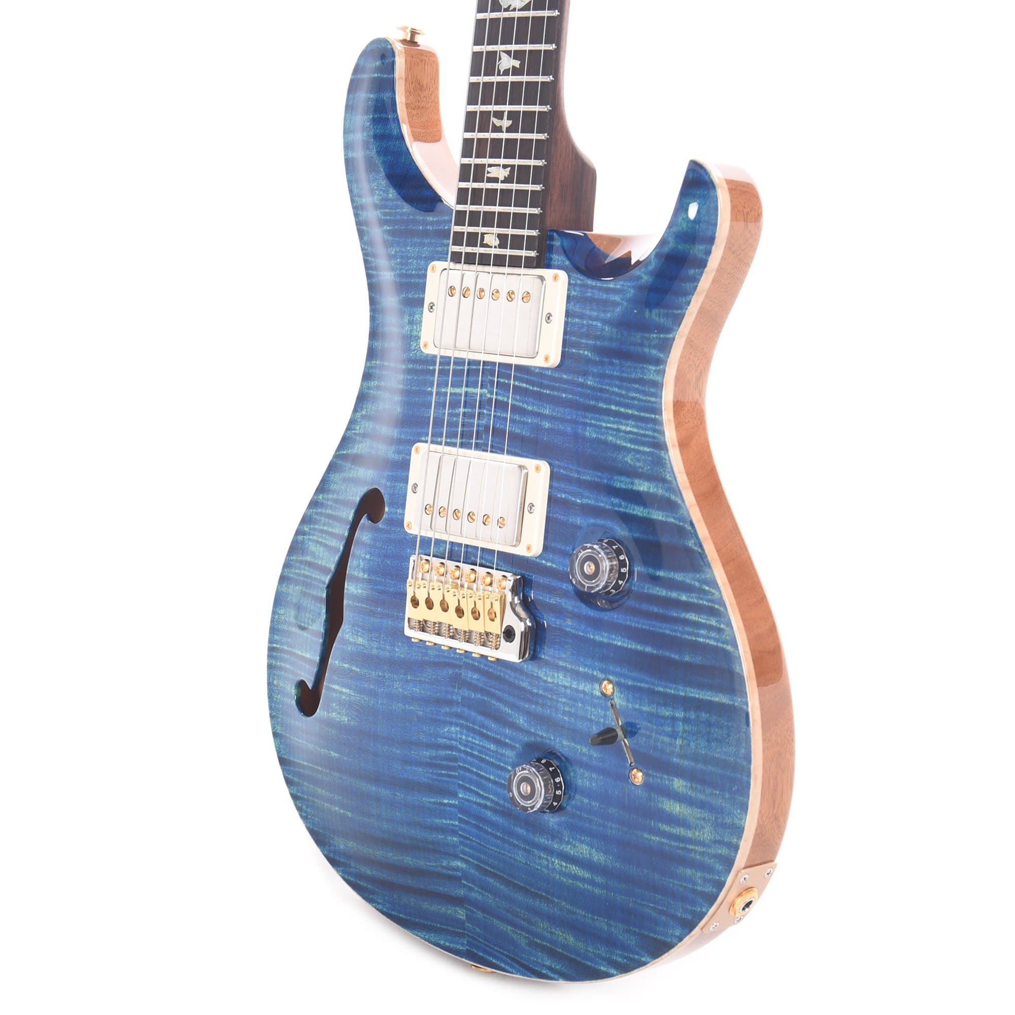 PRS Wood Library Custom 24 Semi-Hollow 10 Top Flame River Blue w/Rosewood Neck & Brazilian Rosewood Fingerboard Electric Guitars / Semi-Hollow