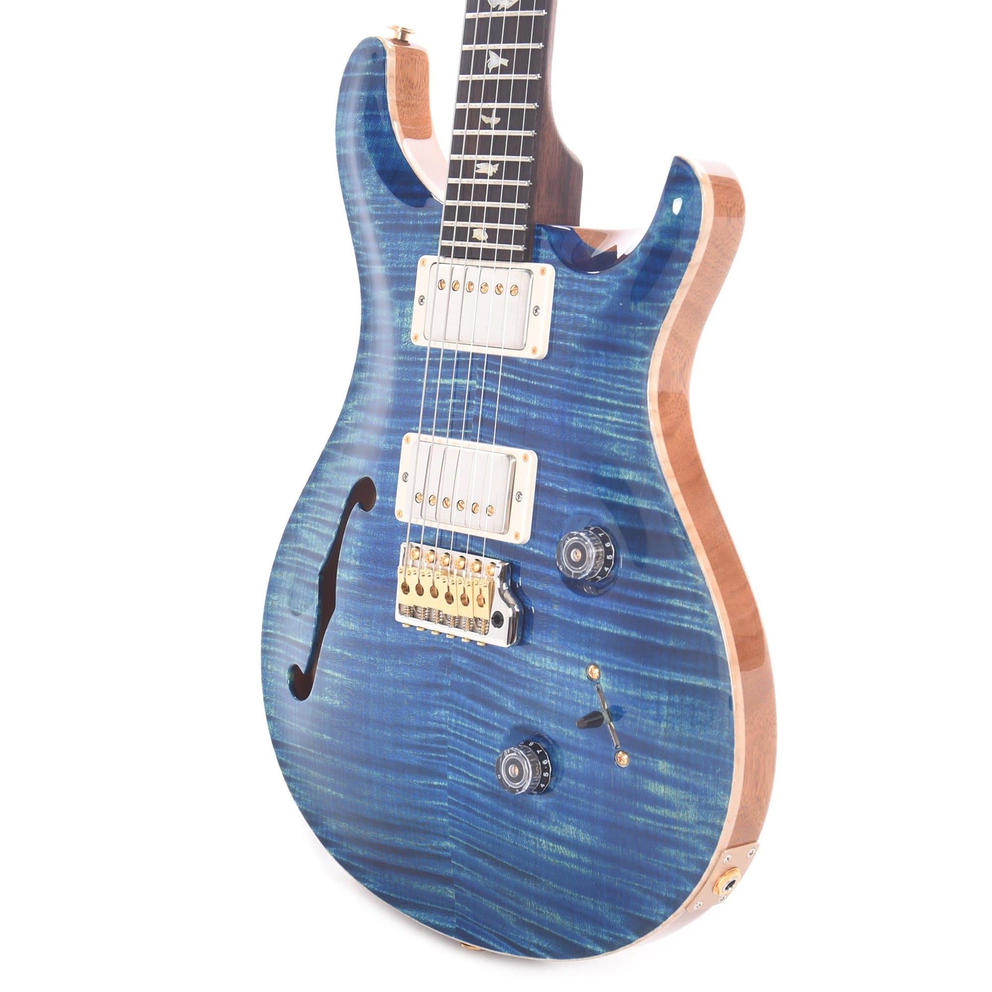 PRS Wood Library Custom 24 Semi-Hollow 10 Top Flame River Blue w/Rosewood Neck & Brazilian Rosewood Fingerboard Electric Guitars / Semi-Hollow