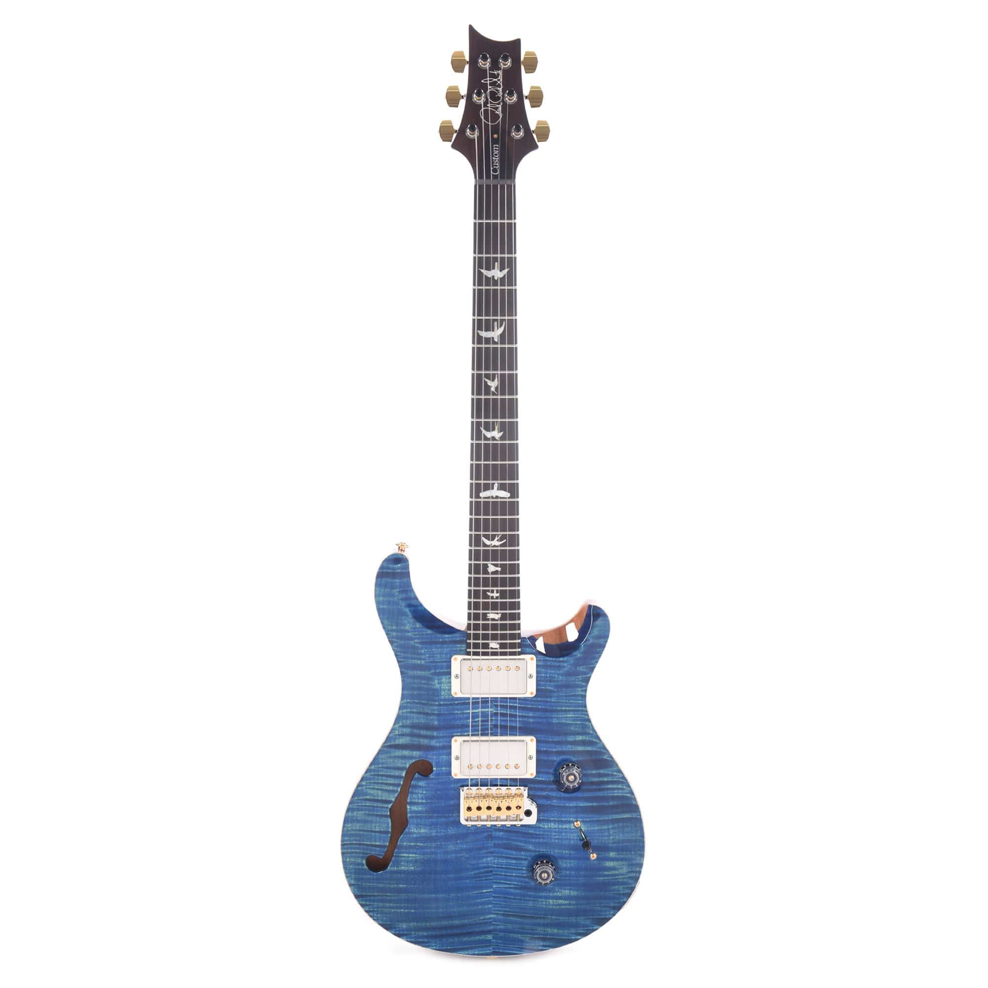PRS Wood Library Custom 24 Semi-Hollow 10 Top Flame River Blue w/Rosewood Neck & Brazilian Rosewood Fingerboard Electric Guitars / Semi-Hollow