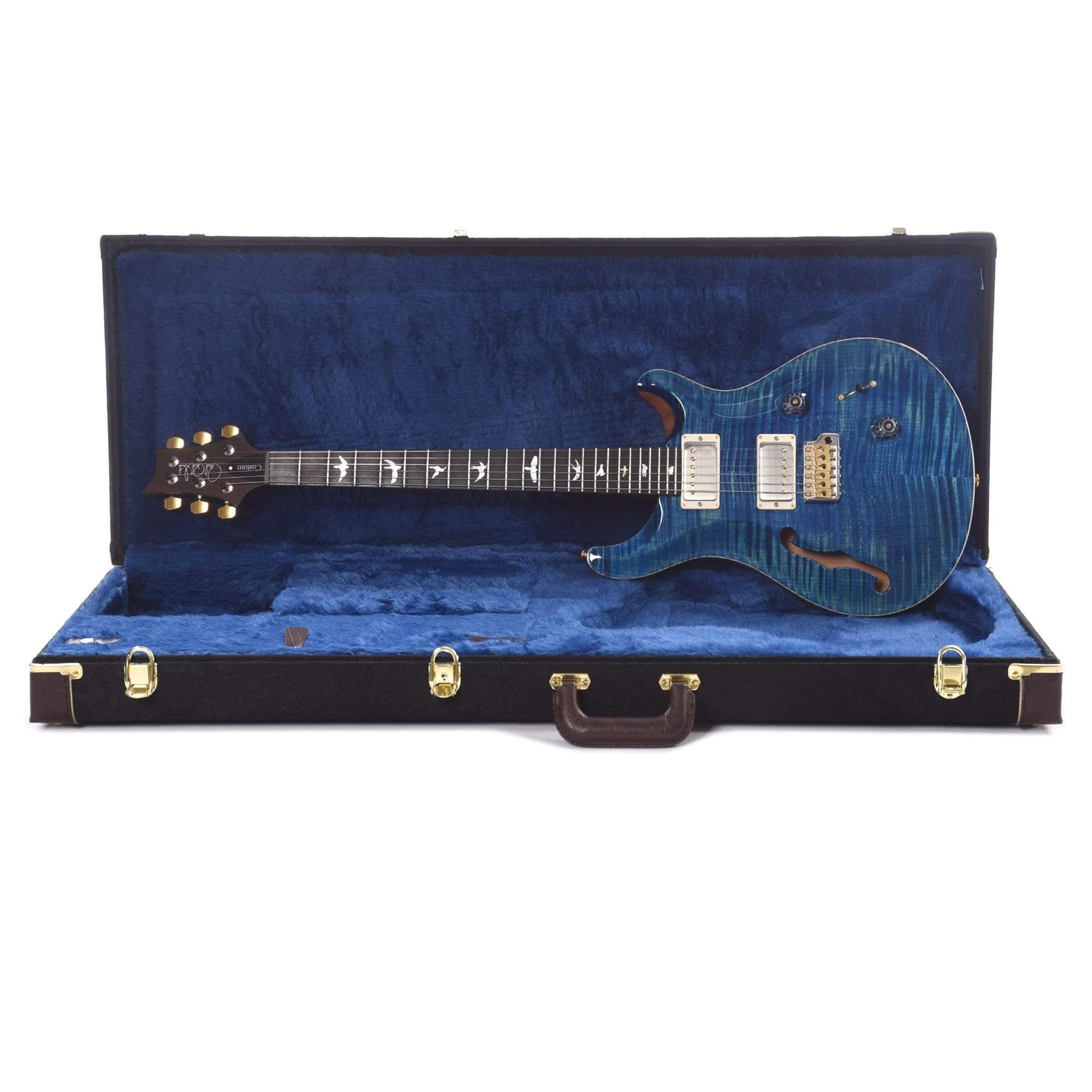PRS Wood Library Custom 24 Semi-Hollow 10 Top Flame River Blue w/Rosewood Neck & Brazilian Rosewood Fingerboard Electric Guitars / Semi-Hollow