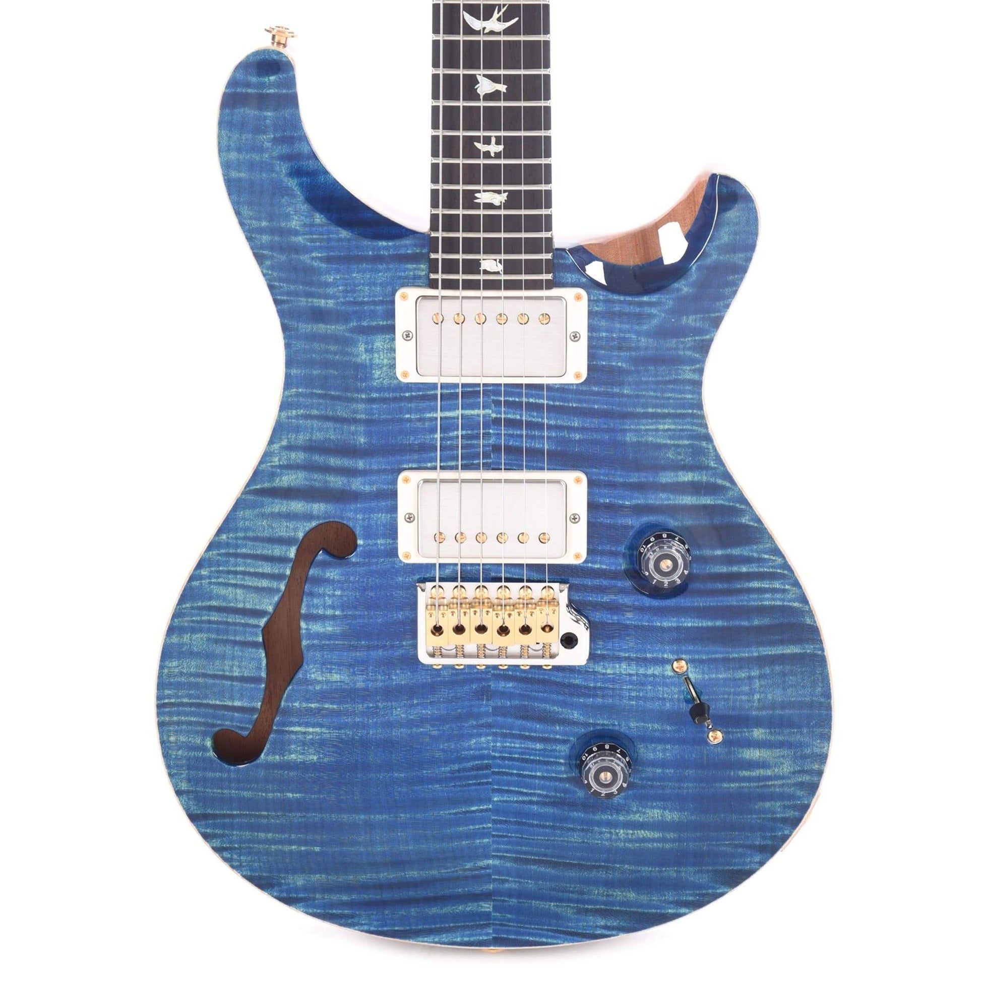 PRS Wood Library Custom 24 Semi-Hollow 10 Top Flame River Blue w/Rosewood Neck & Brazilian Rosewood Fingerboard Electric Guitars / Semi-Hollow
