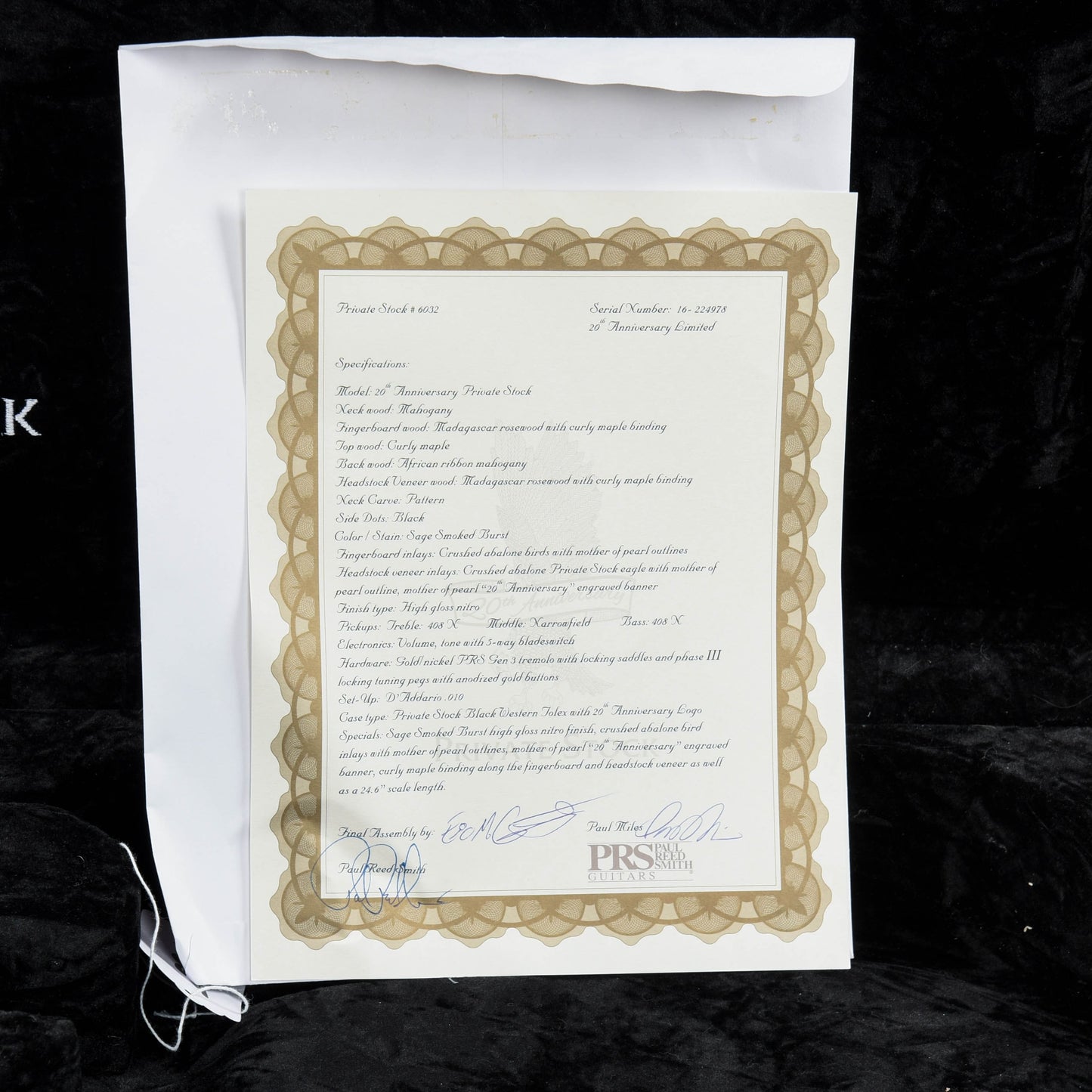 PRS 20th Anniversary Limited Private Stock Sage Smoke Burst 2016 Electric Guitars / Solid Body