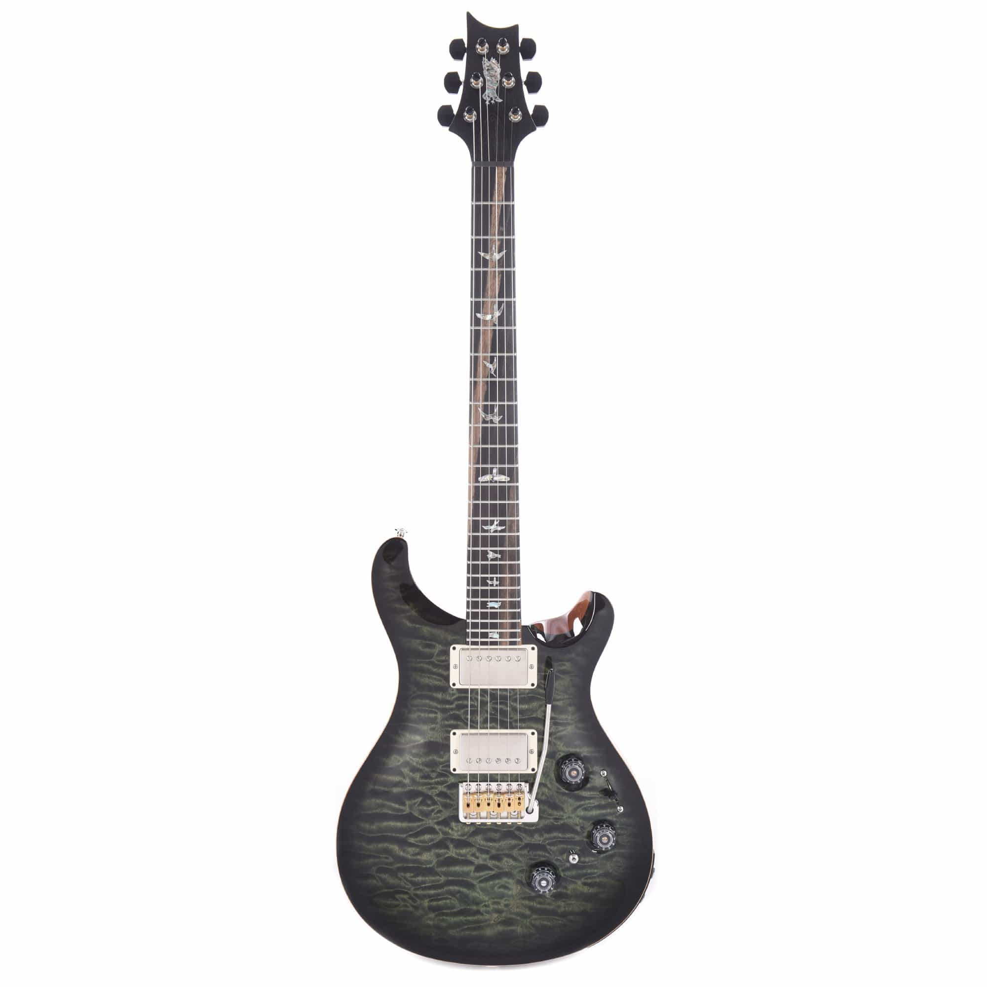 PRS Private Stock #8596 Custom 24 Piezo Sage Smoked Burst 1-Piece Quilted Maple w/Pattern Thin Black Limba Neck & Exotic Ebony Fingerboard Electric Guitars / Solid Body