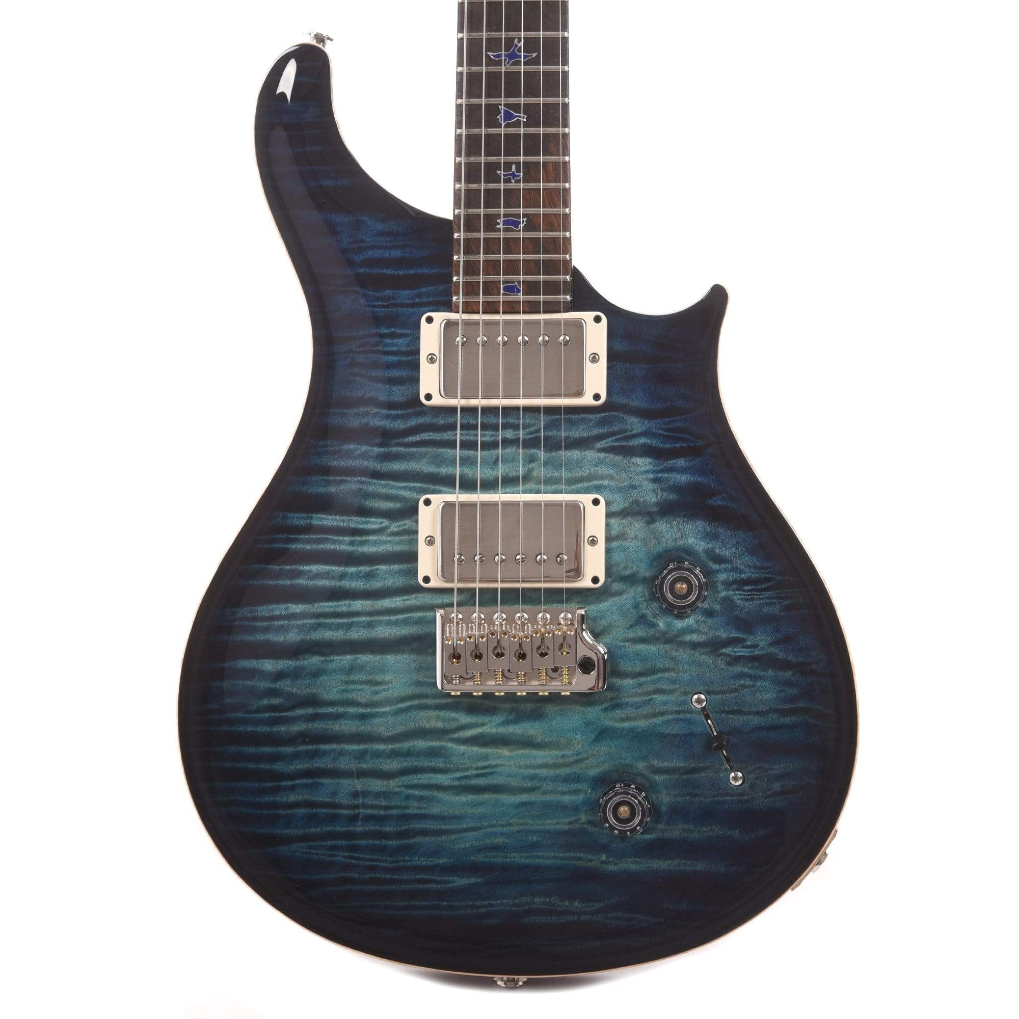 PRS Private Stock #8598 Custom 24 Dweezil Shape Blue Steel Glow 1-Piece Quilted Maple Top Roasted Figured Mahogany Back w/Curly Maple Neck & Brazilian Rosewood Fingerboard Electric Guitars / Solid Body