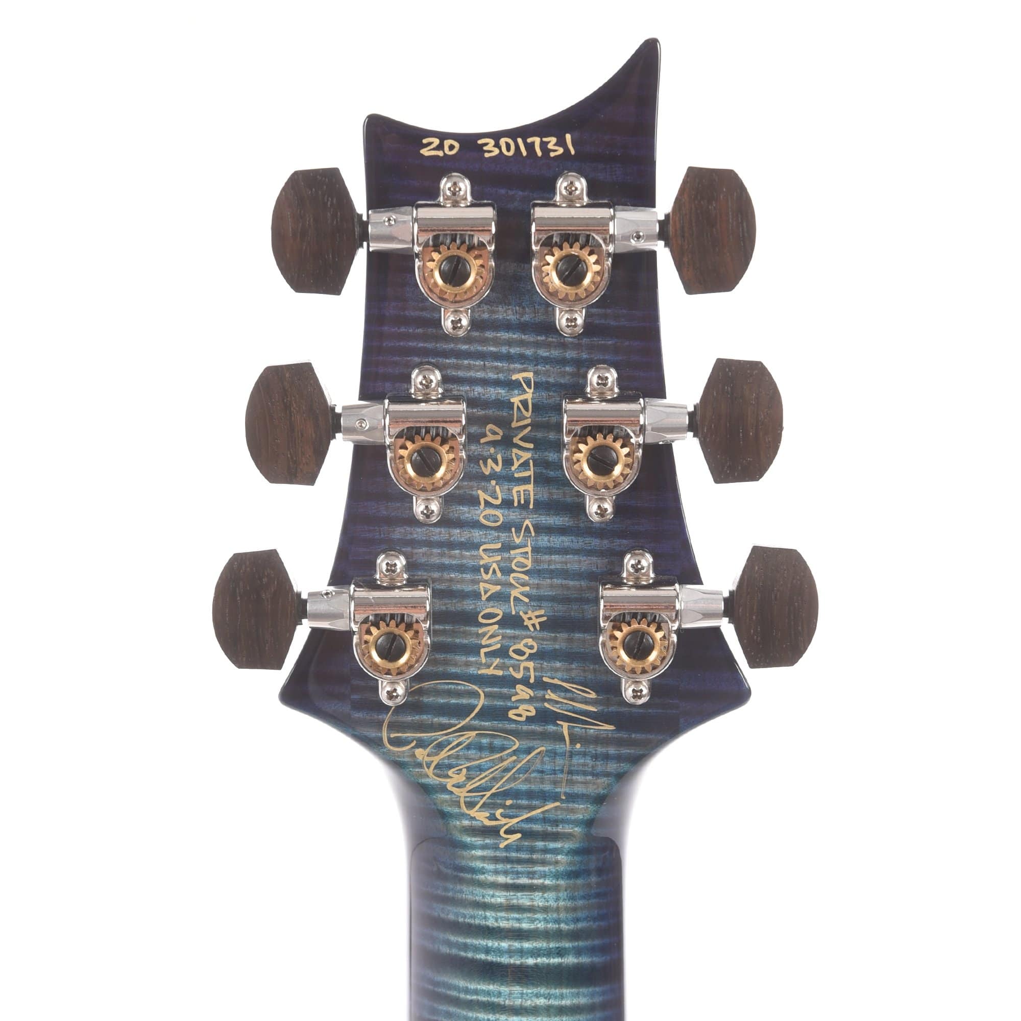 PRS Private Stock #8598 Custom 24 Dweezil Shape Blue Steel Glow 1-Piece Quilted Maple Top Roasted Figured Mahogany Back w/Curly Maple Neck & Brazilian Rosewood Fingerboard Electric Guitars / Solid Body