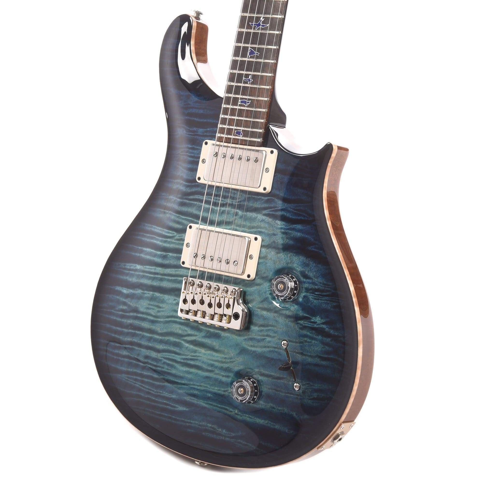 PRS Private Stock #8598 Custom 24 Dweezil Shape Blue Steel Glow 1-Piece Quilted Maple Top Roasted Figured Mahogany Back w/Curly Maple Neck & Brazilian Rosewood Fingerboard Electric Guitars / Solid Body