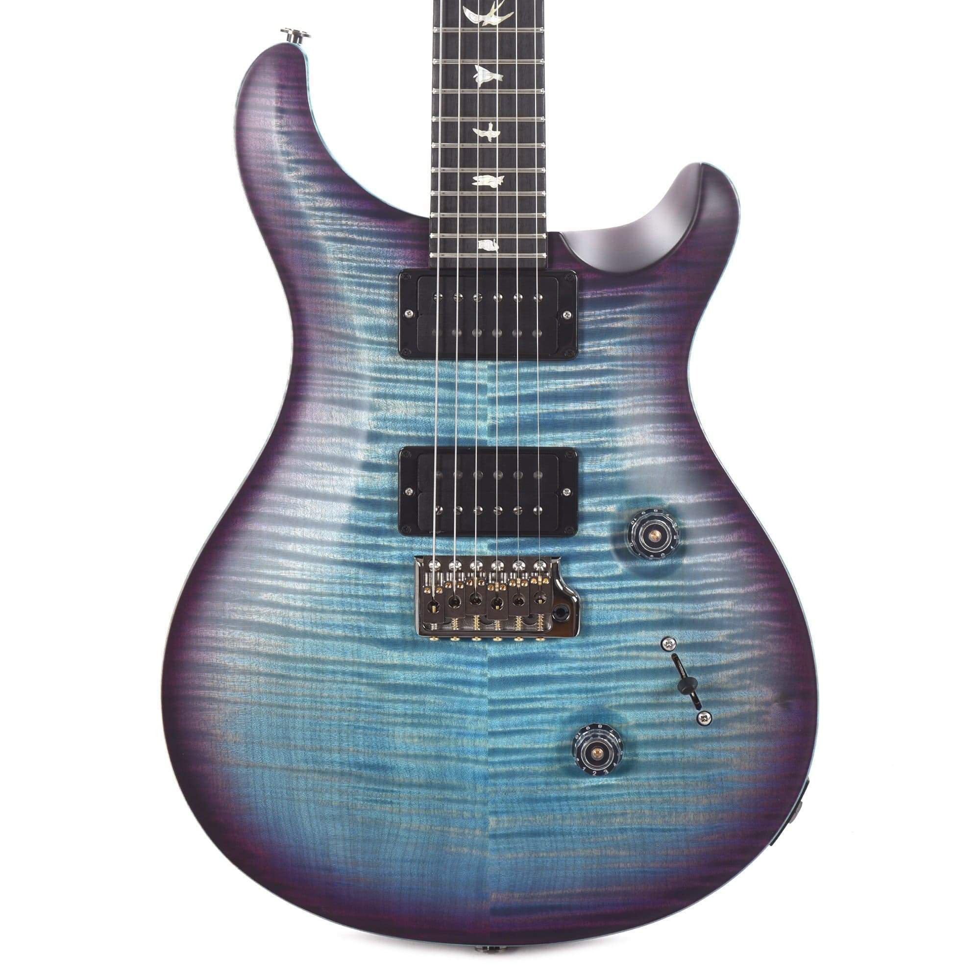 PRS Wood Library Custom 24 10 Top Flame Aquableux Purple Burst Satin w/Pattern Thin Stained Figured Maple Neck & Ebony Fingerboard Electric Guitars / Solid Body
