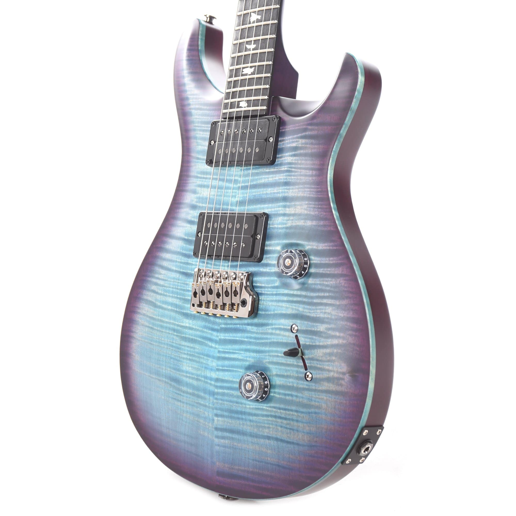 PRS Wood Library Custom 24 10 Top Flame Aquableux Purple Burst Satin w/Pattern Thin Stained Figured Maple Neck & Ebony Fingerboard Electric Guitars / Solid Body