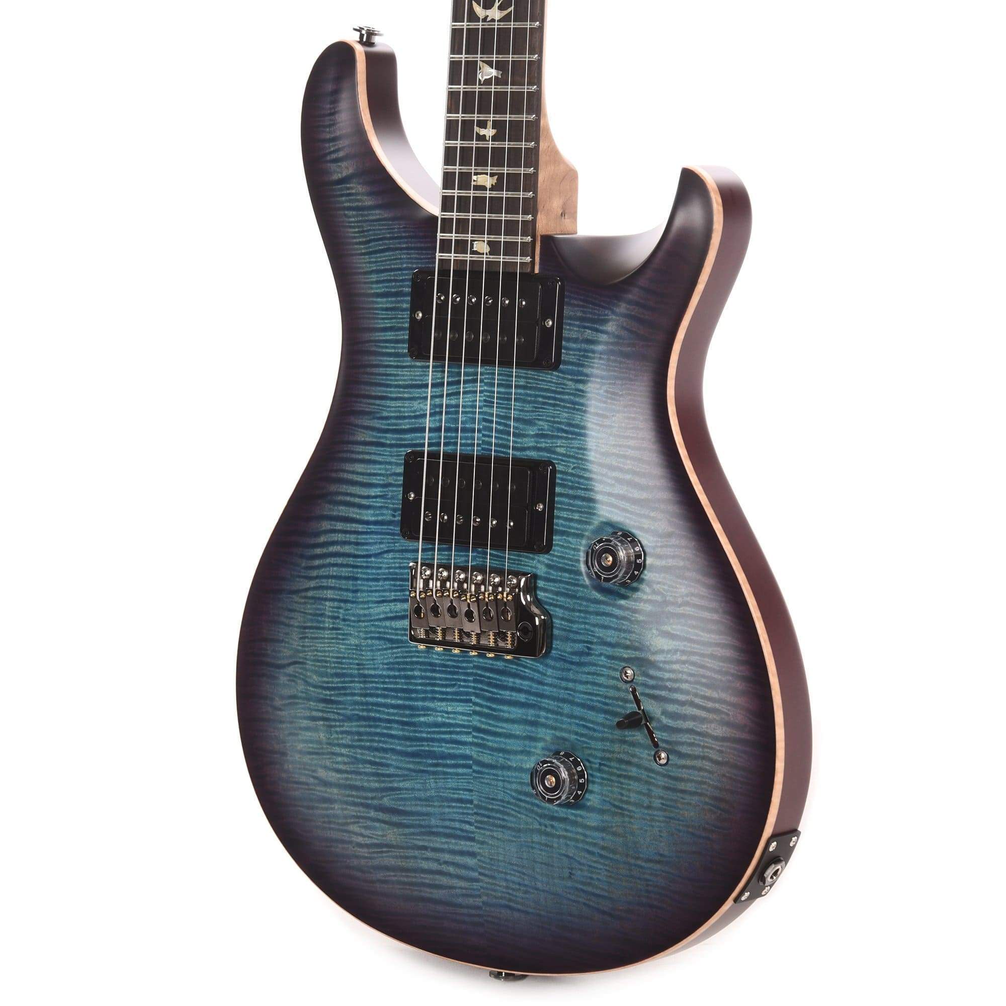 PRS Wood Library Custom 24 10 Top Flame Aquableux Purple Burst Satin w/Pattern Thin Torrefied Maple Neck & Brazilian Rosewood Fingerboard Electric Guitars / Solid Body