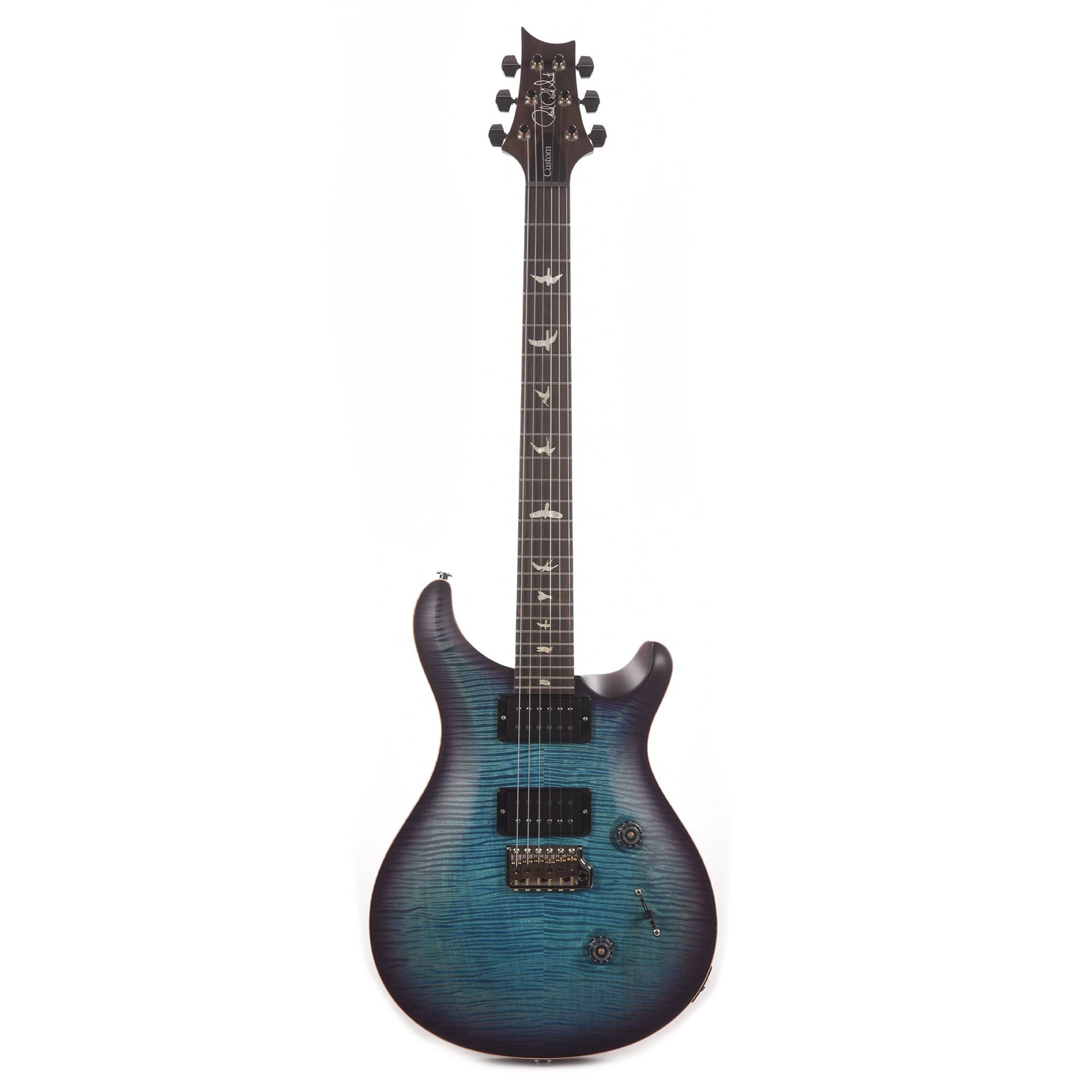 PRS Wood Library Custom 24 10 Top Flame Aquableux Purple Burst Satin w/Pattern Thin Torrefied Maple Neck & Brazilian Rosewood Fingerboard Electric Guitars / Solid Body