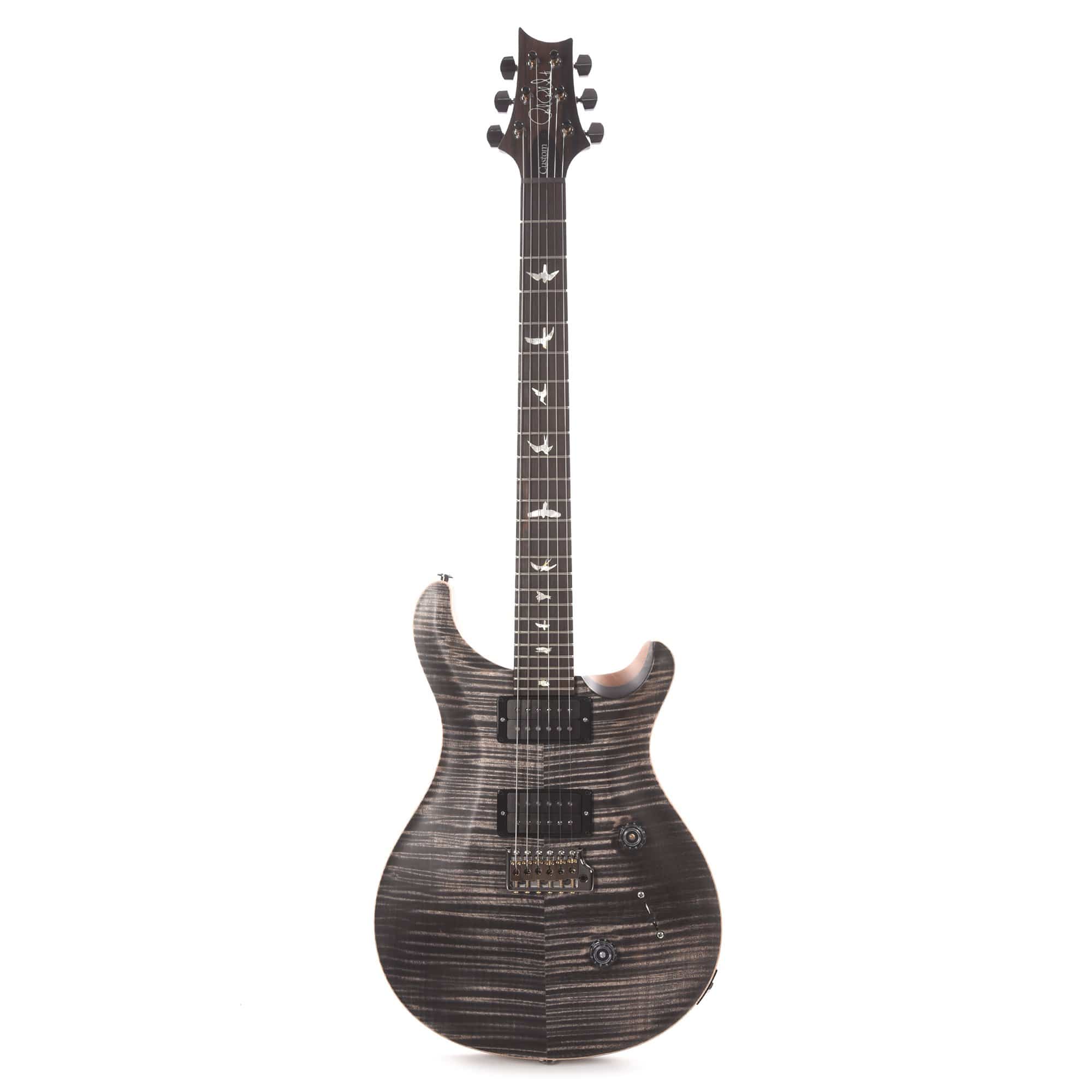 PRS Wood Library Custom 24 10 Top Flame Charcoal Satin w/Pattern Thin Torrefied Maple Neck & Brazilian Rosewood Fingerboard Electric Guitars / Solid Body