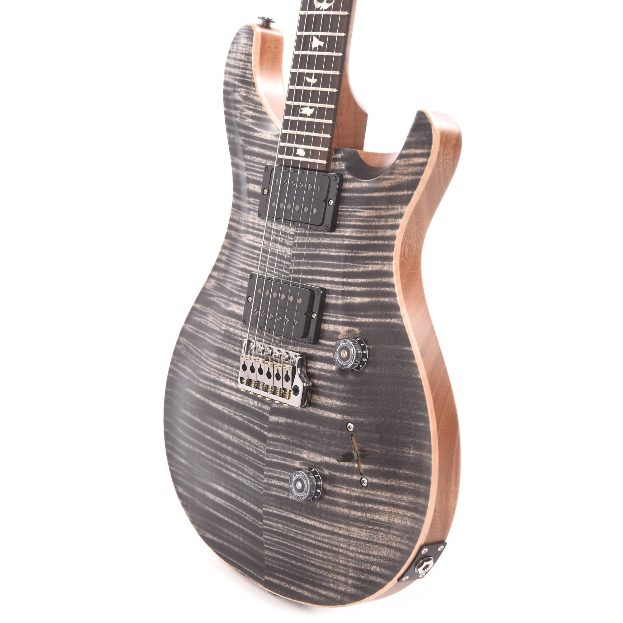PRS Wood Library Custom 24 10 Top Flame Charcoal Satin w/Pattern Thin Torrefied Maple Neck & Brazilian Rosewood Fingerboard Electric Guitars / Solid Body