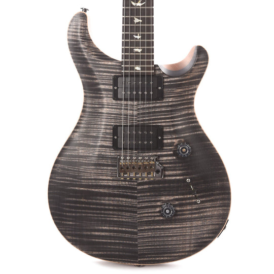 PRS Wood Library Custom 24 10 Top Flame Charcoal Satin w/Pattern Thin Torrefied Maple Neck & Brazilian Rosewood Fingerboard Electric Guitars / Solid Body