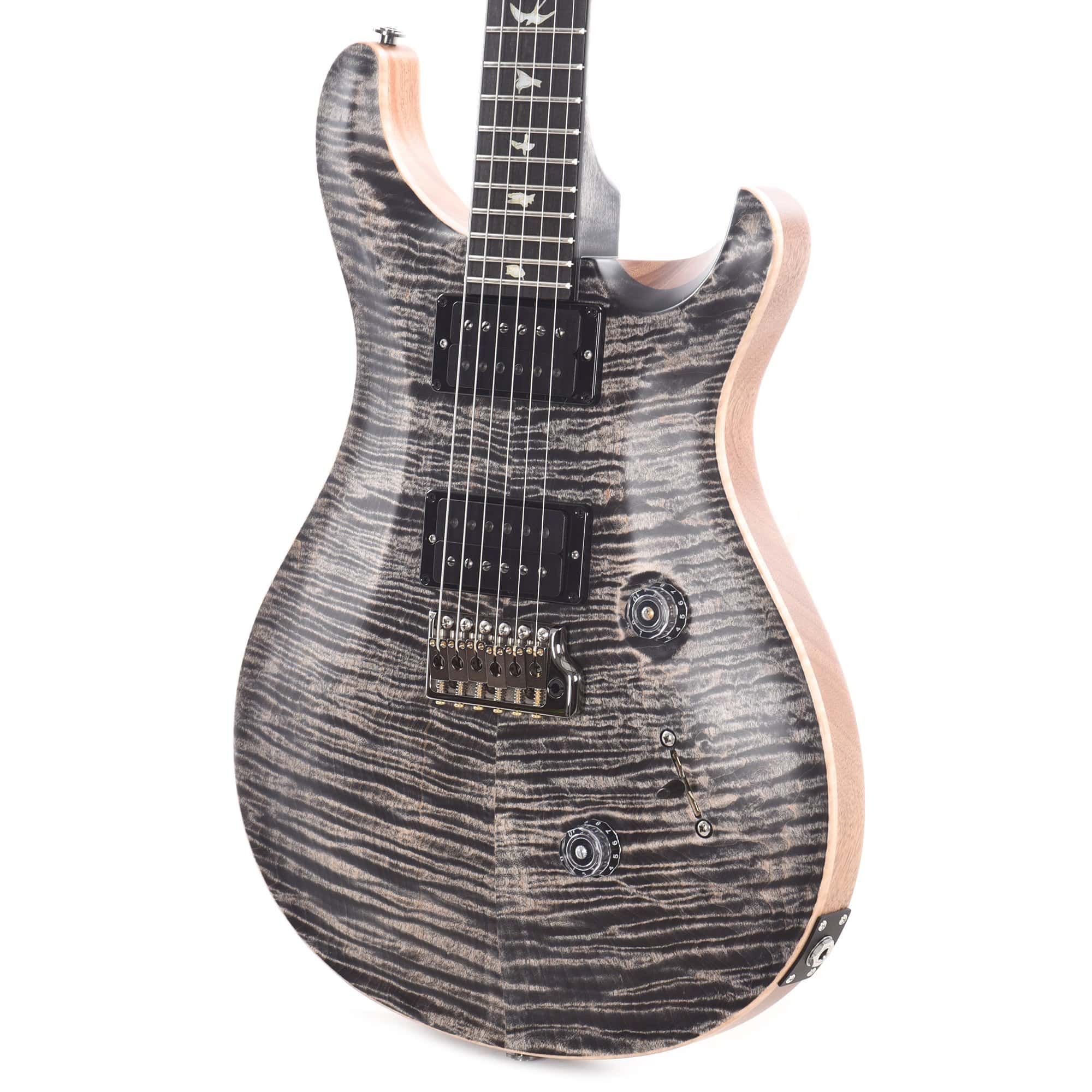 PRS Wood Library Custom 24 10 Top Flame Charcoal Satin Electric Guitars / Solid Body