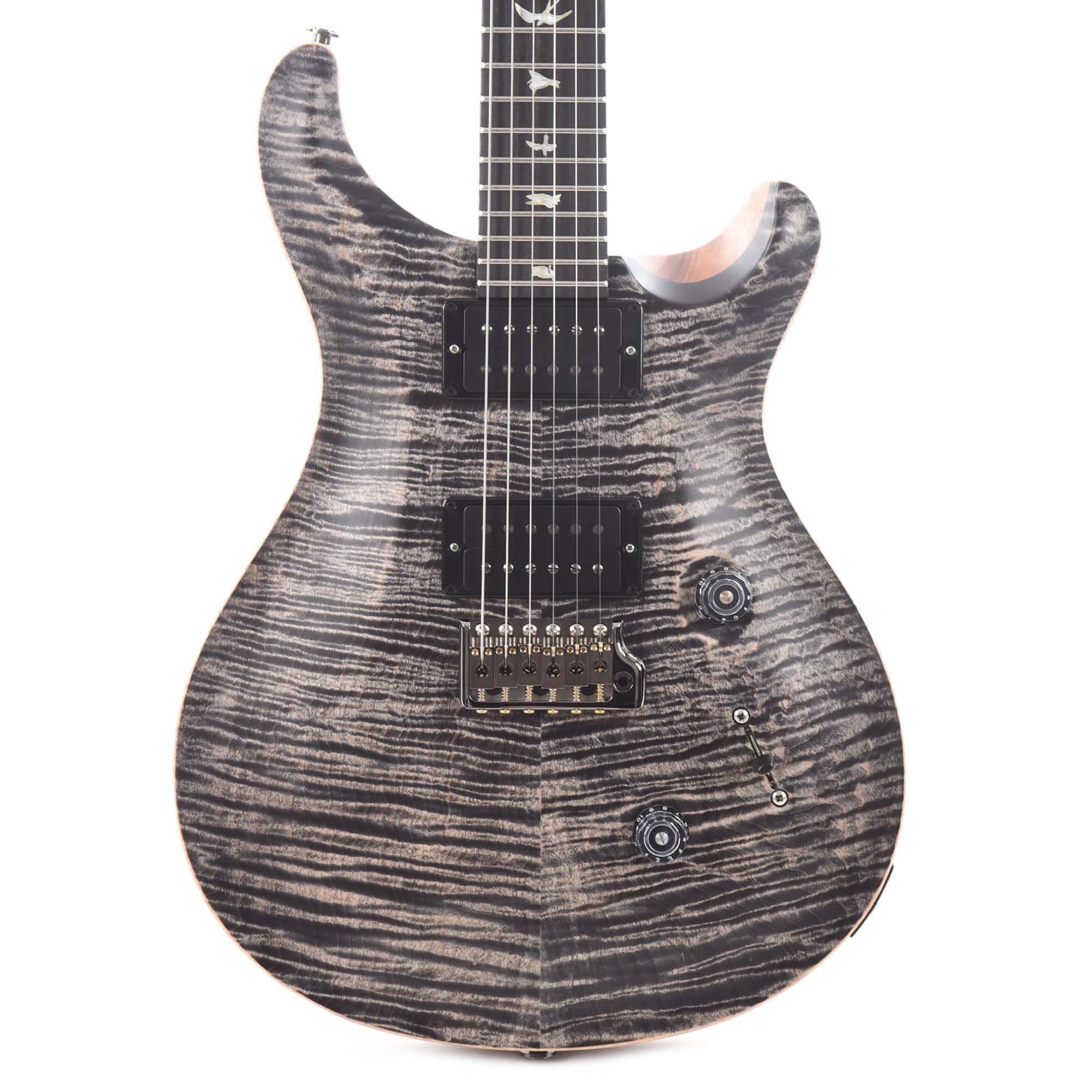 PRS Wood Library Custom 24 10 Top Flame Charcoal Satin Electric Guitars / Solid Body