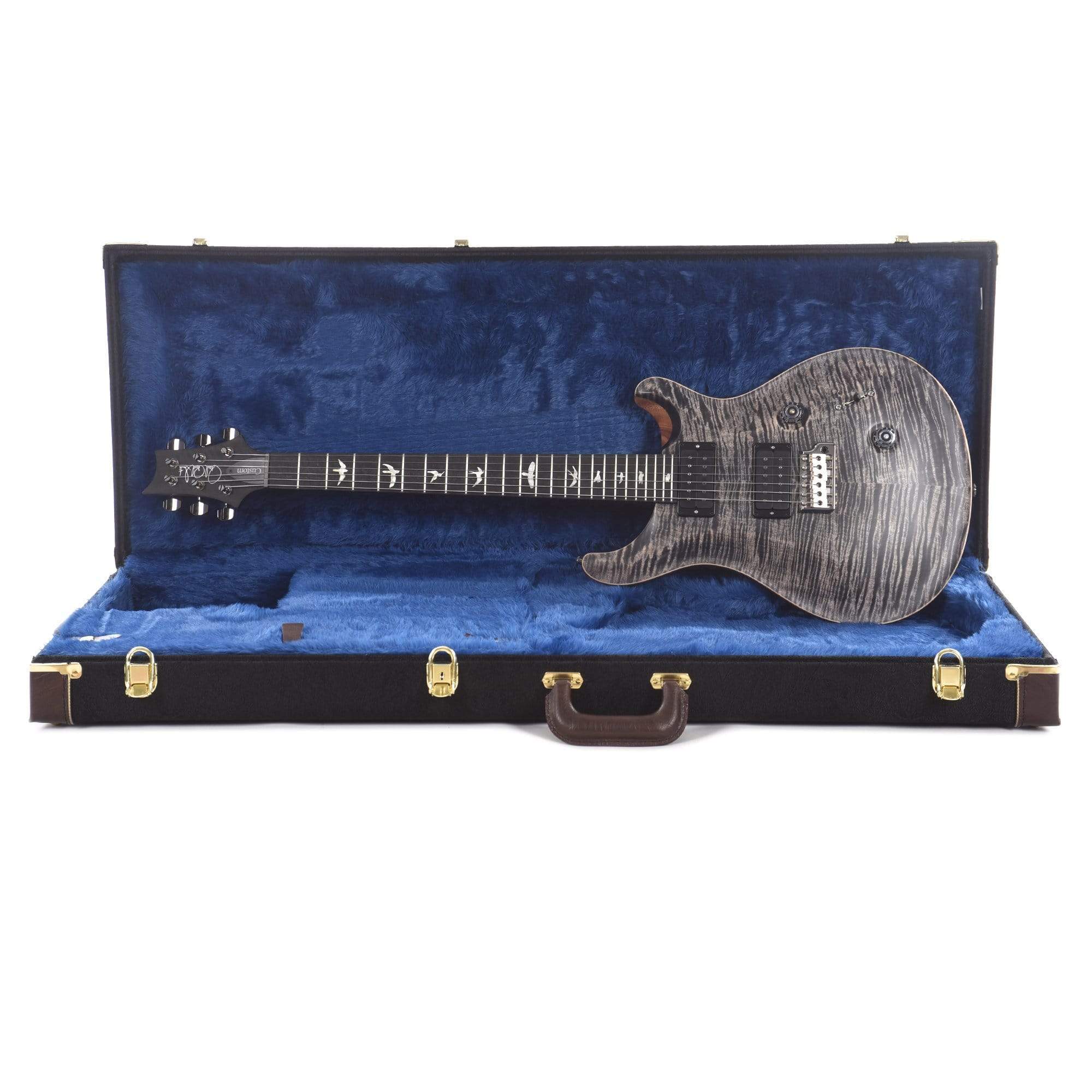 PRS Wood Library Custom 24 10 Top Flame Charcoal Satin Electric Guitars / Solid Body