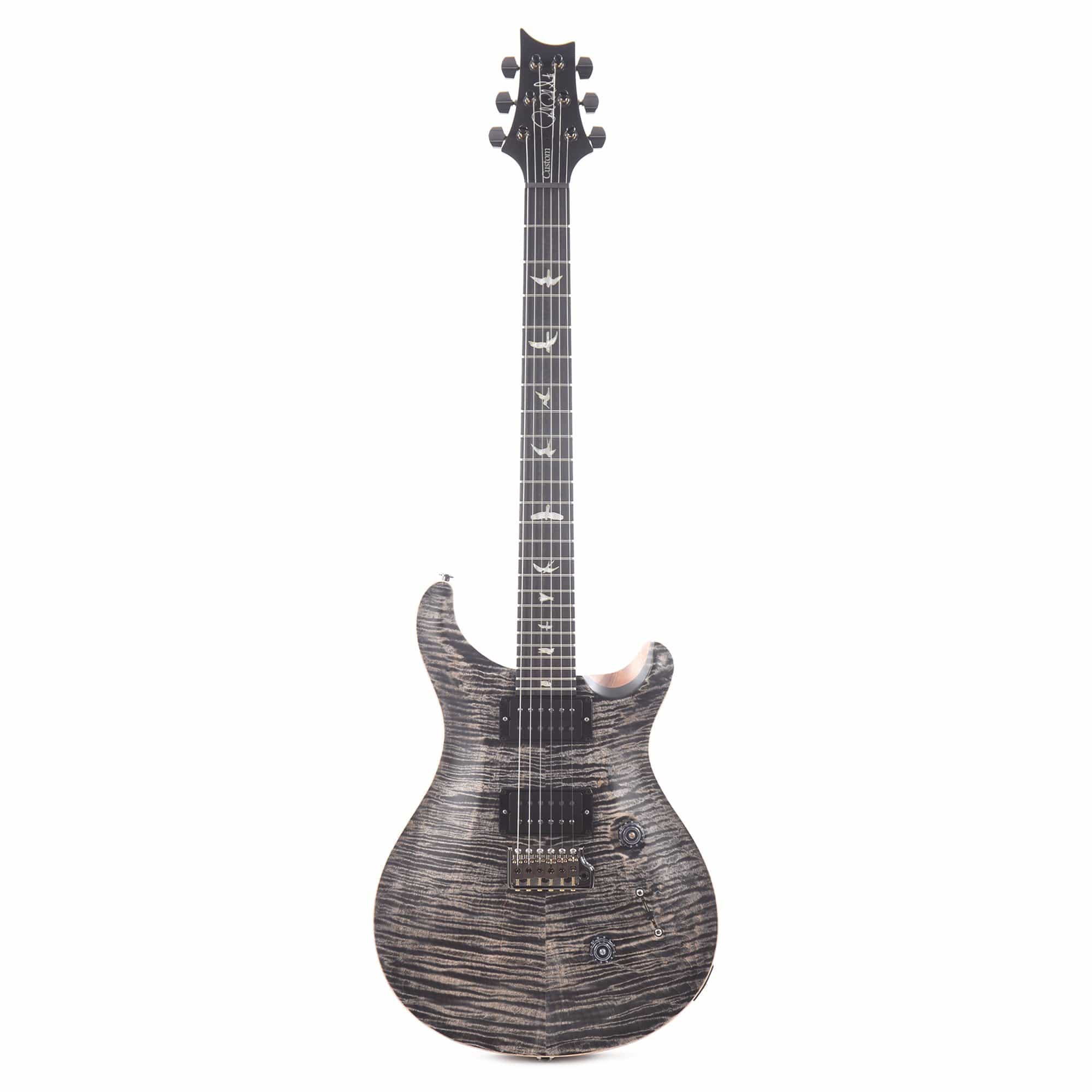 PRS Wood Library Custom 24 10 Top Flame Charcoal Satin Electric Guitars / Solid Body