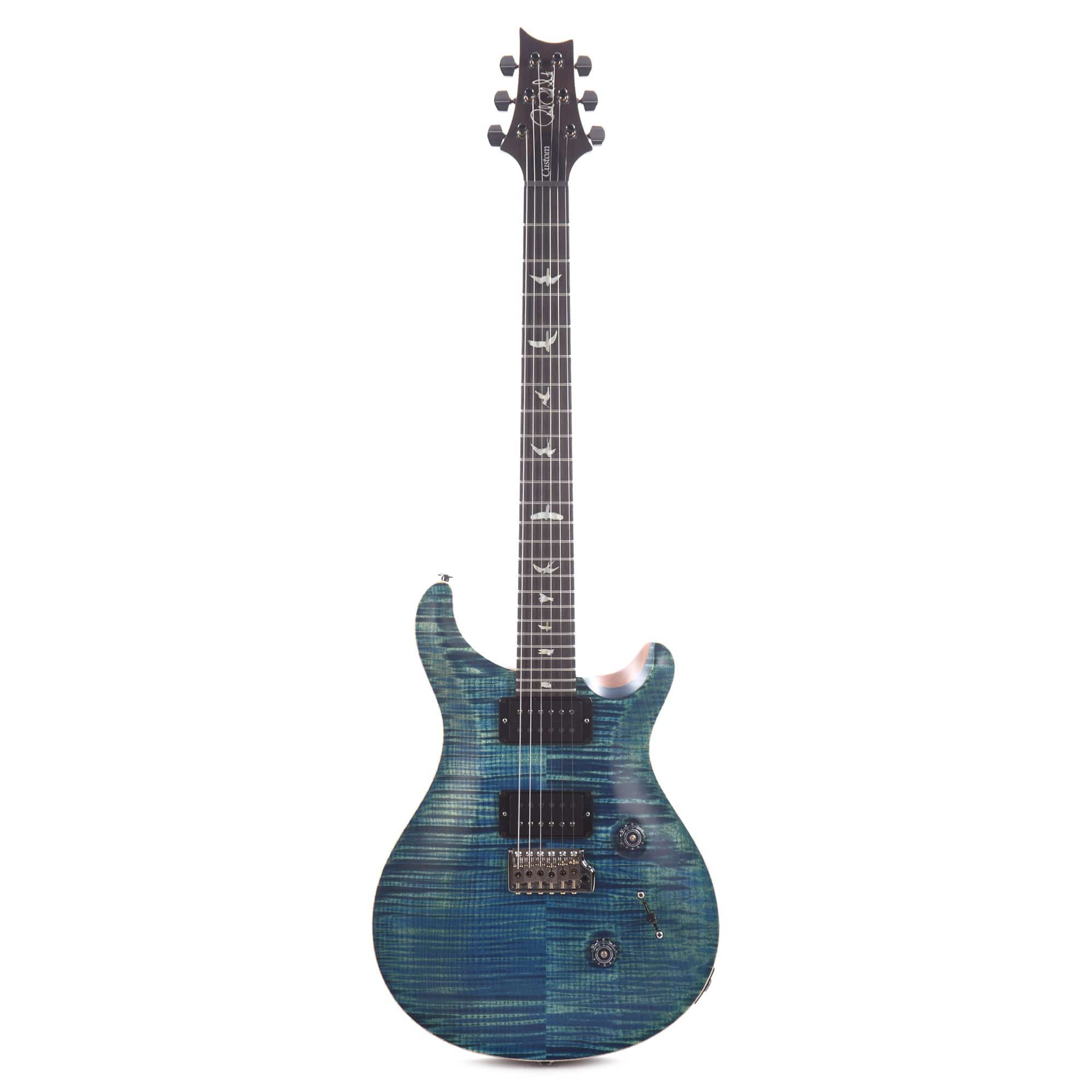 PRS Wood Library Custom 24 10 Top Flame River Blue Satin w/Pattern Thin Torrefied Maple Neck & Brazilian Rosewood Fingerboard Electric Guitars / Solid Body