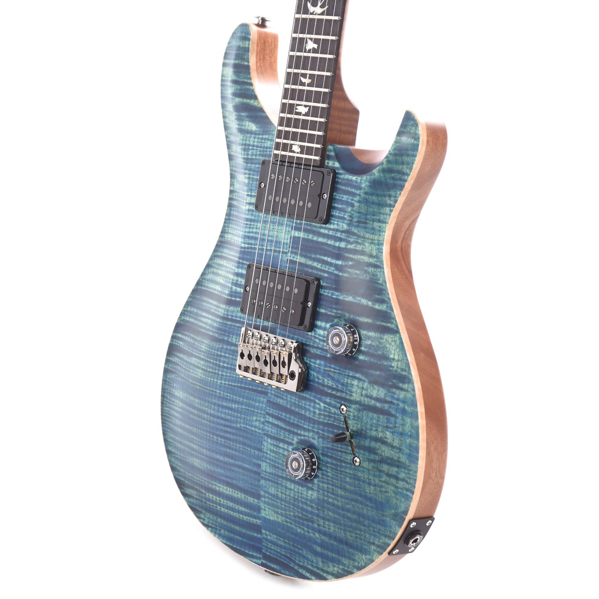 PRS Wood Library Custom 24 10 Top Flame River Blue Satin w/Pattern Thin Torrefied Maple Neck & Brazilian Rosewood Fingerboard Electric Guitars / Solid Body